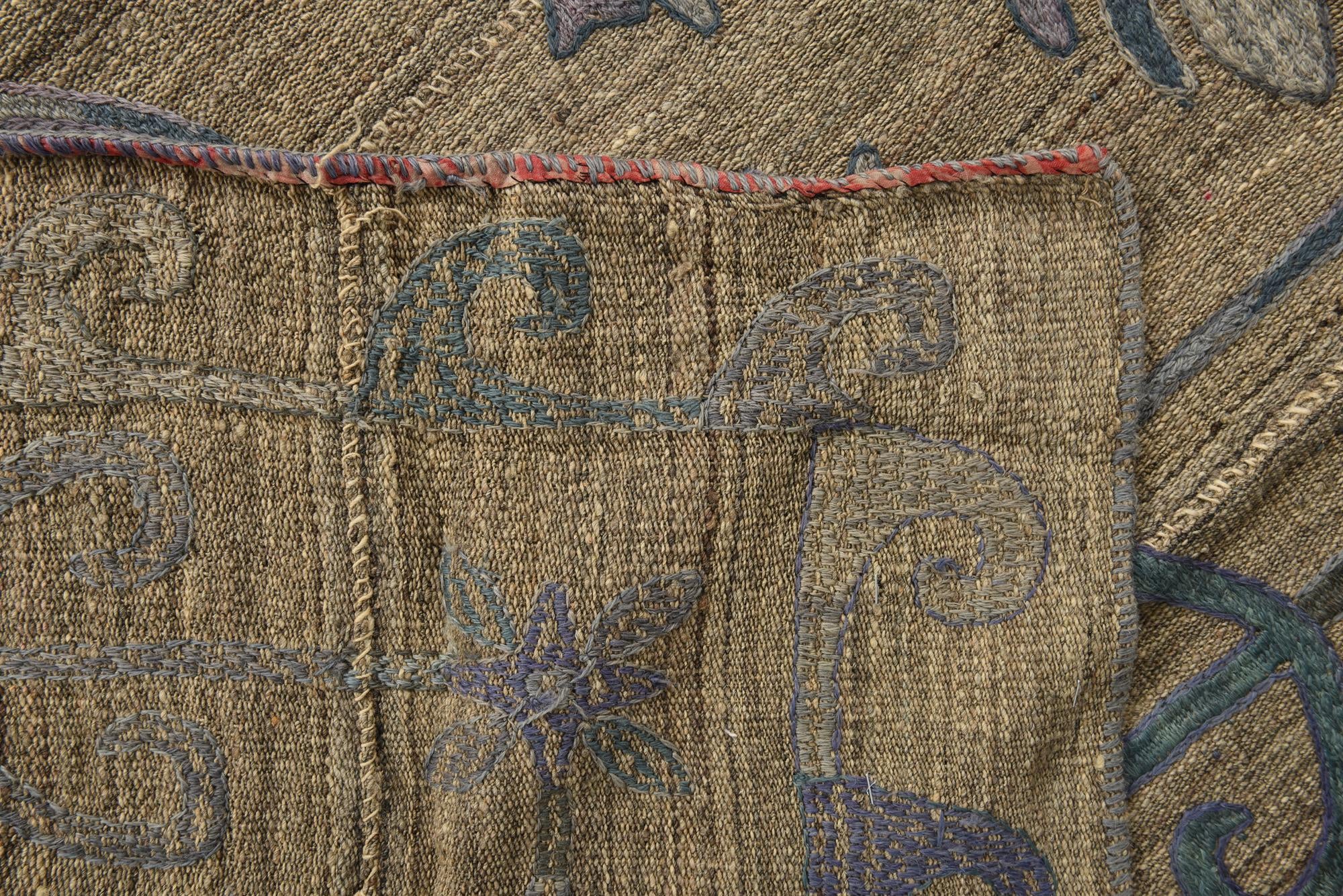5' 2 x 6' 3 Hand Woven Kilim Suzani Wool Rug