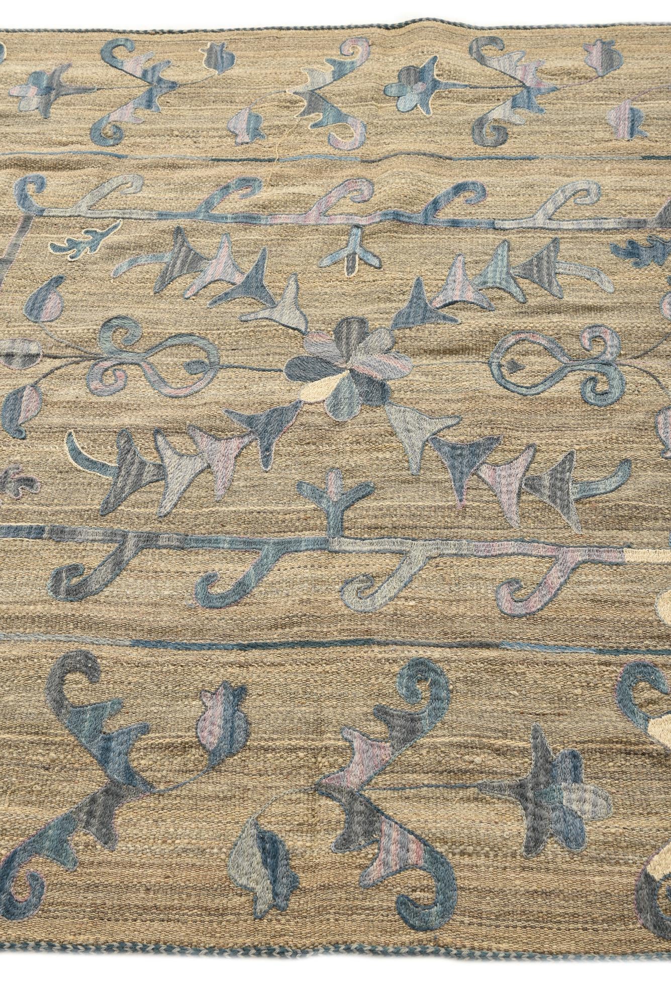 5' 2 x 6' 5 Hand Woven Kilim Suzani Wool Rug