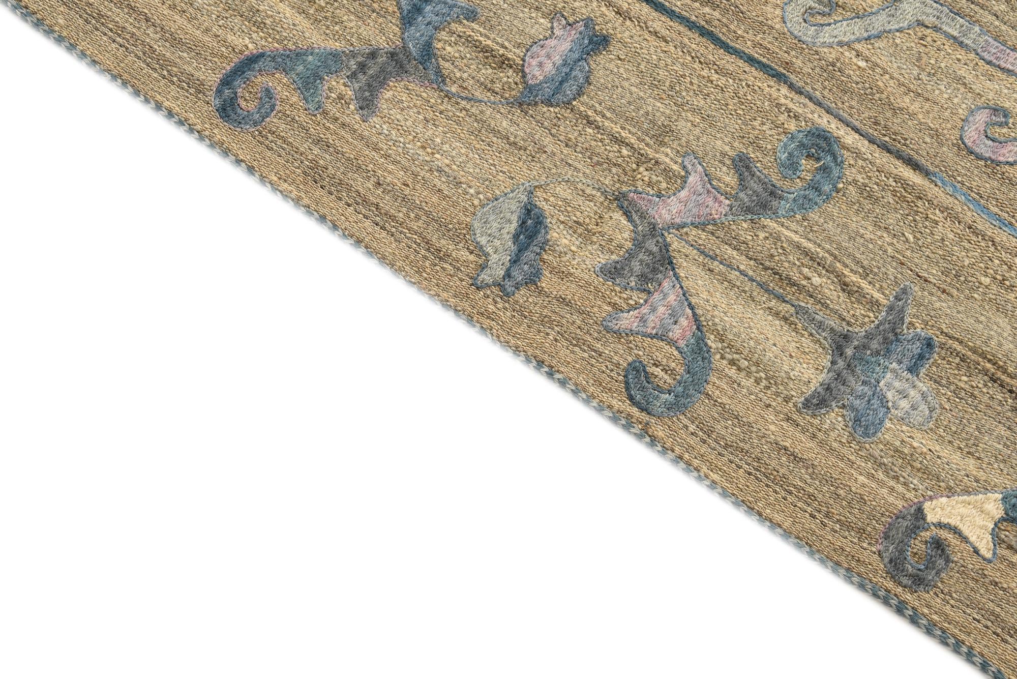 5' 2 x 6' 5 Hand Woven Kilim Suzani Wool Rug
