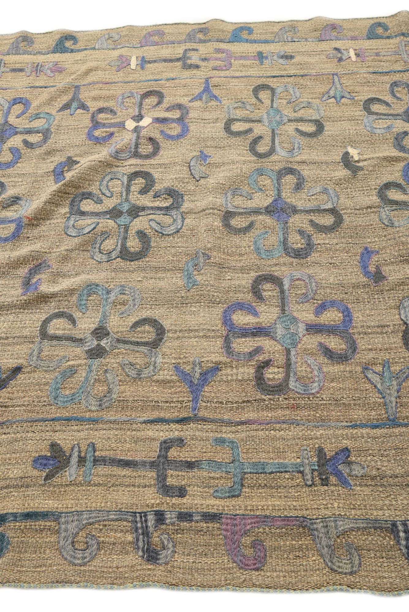 5' 10 x 7' 7 Hand Woven Kilim Suzani Wool Rug