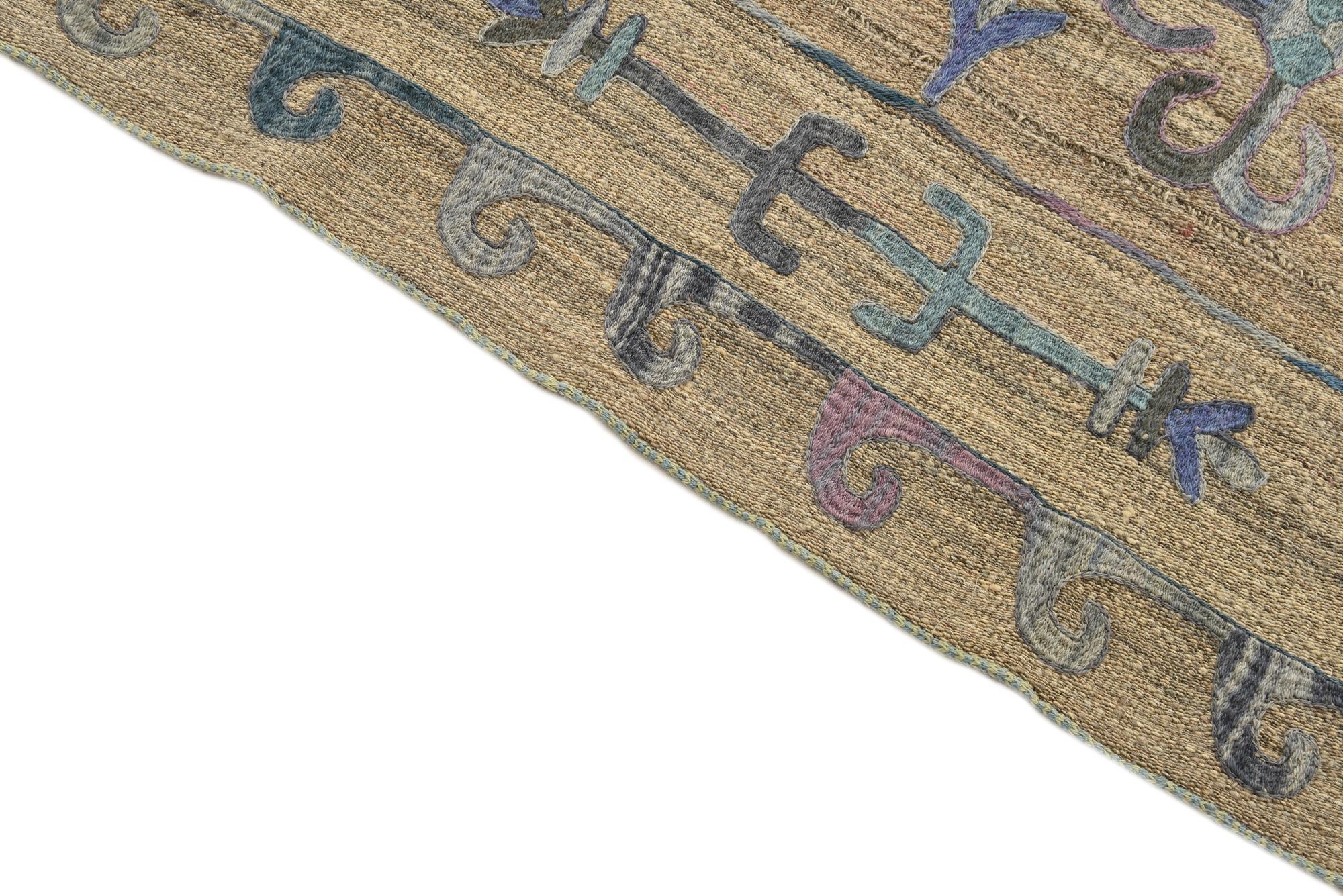 5' 10 x 7' 7 Hand Woven Kilim Suzani Wool Rug