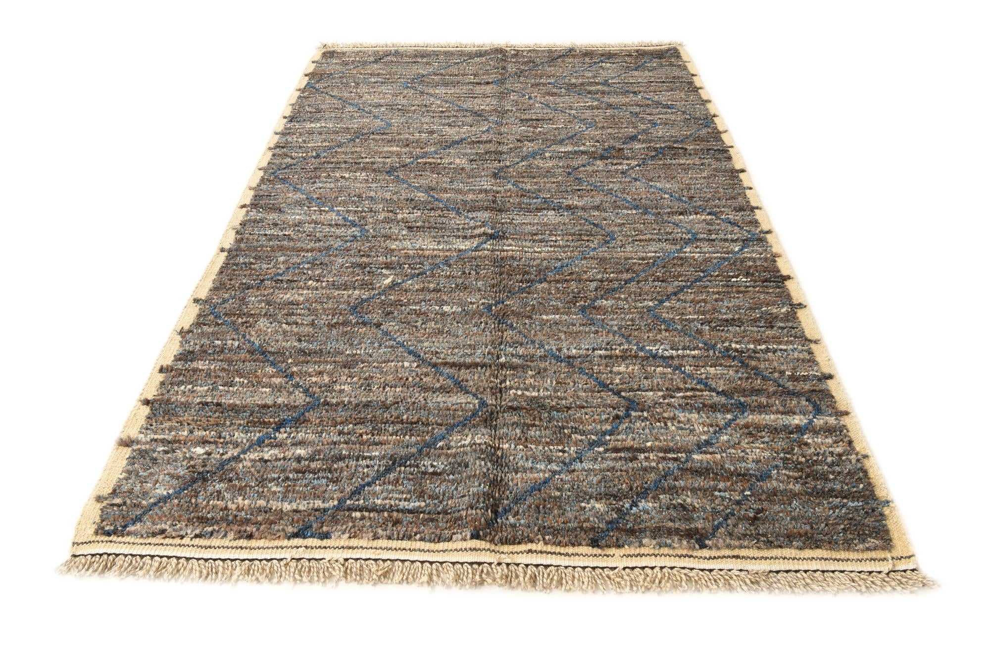 5' 3 x 8' 8 Hand Knotted Moroccan Wool Rug