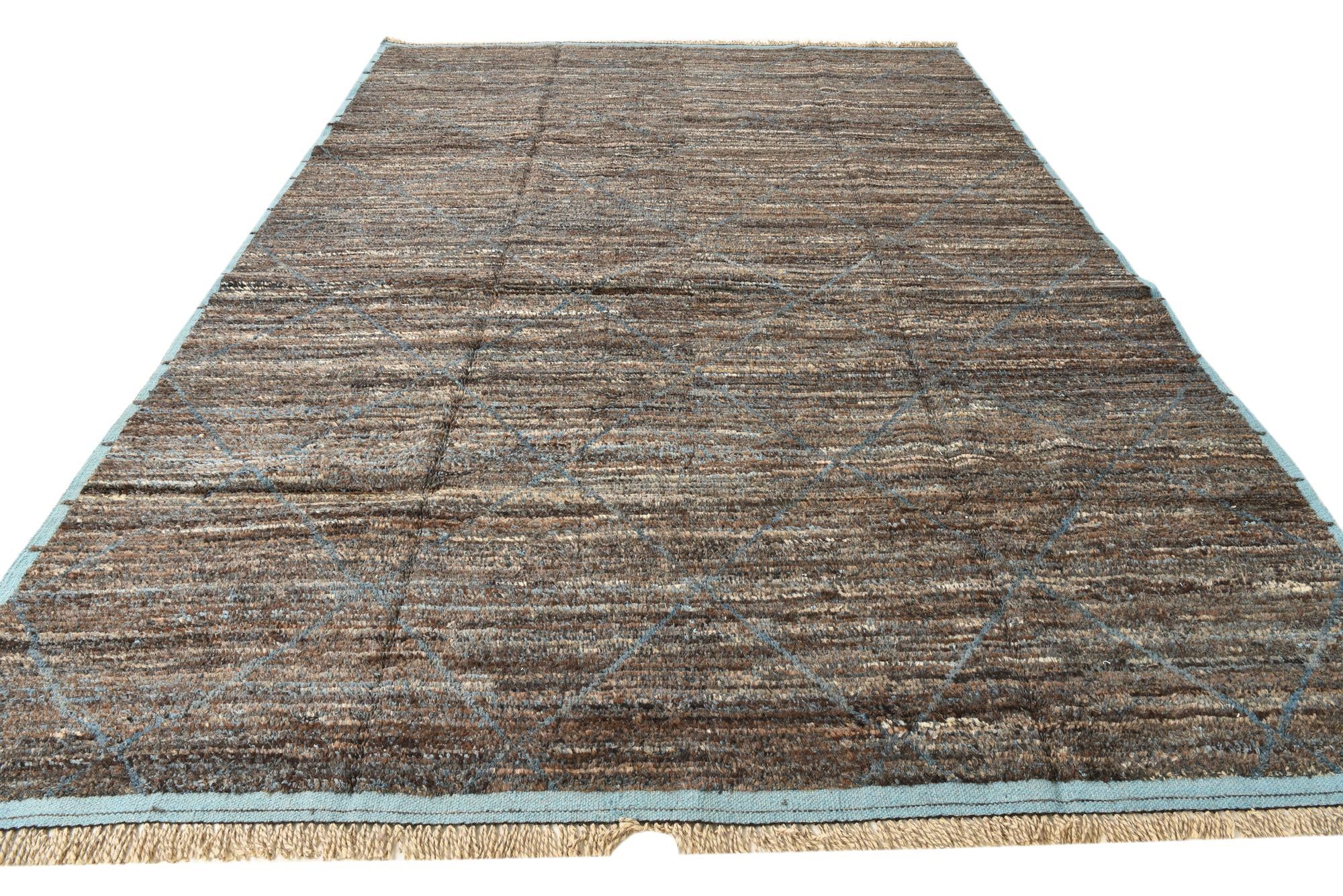 9' x 12' 8 Hand Knotted Moroccan Wool Rug