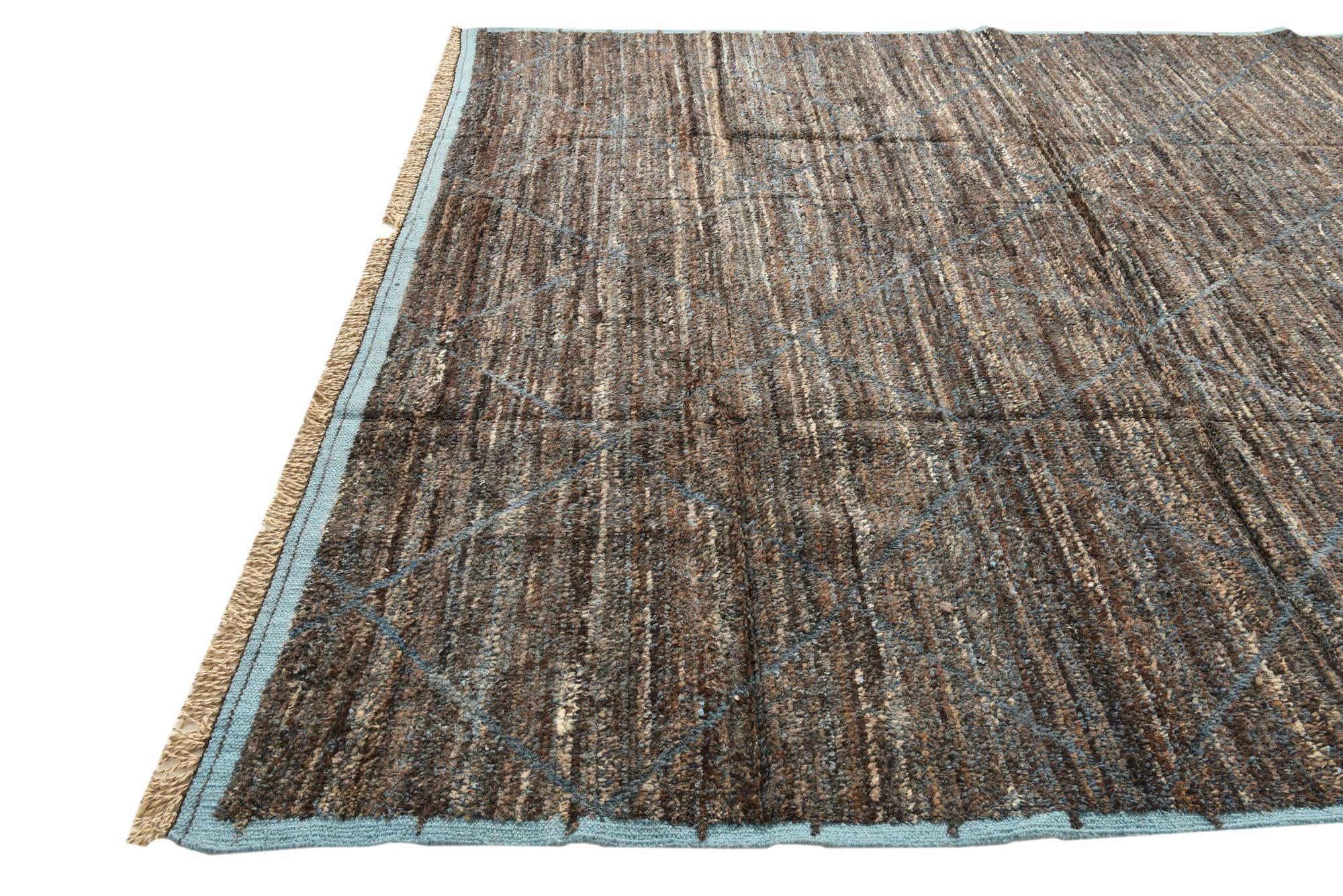 9' x 12' 8 Hand Knotted Moroccan Wool Rug