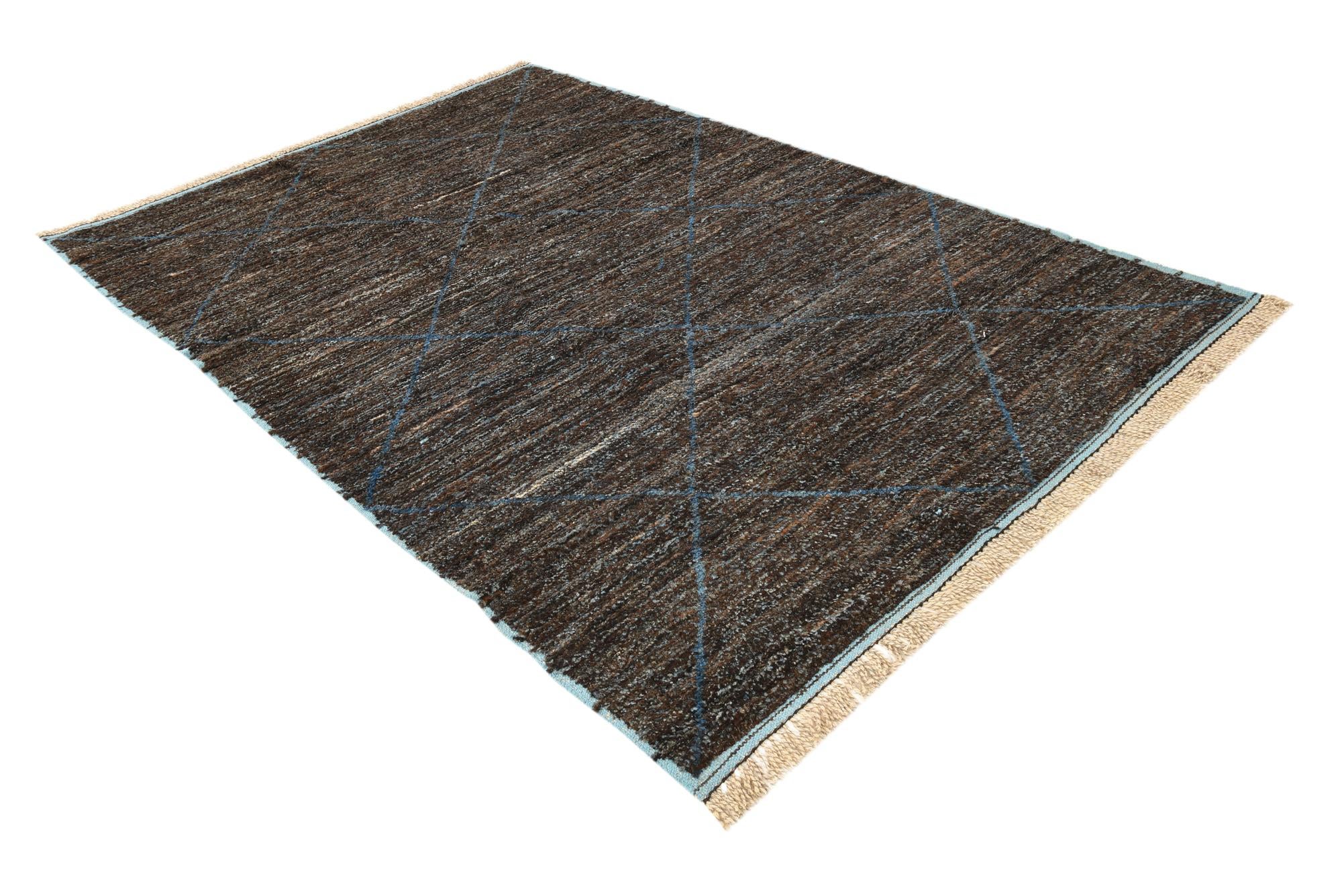 6' 3 x 9' 6 Hand Knotted Moroccan Wool Rug