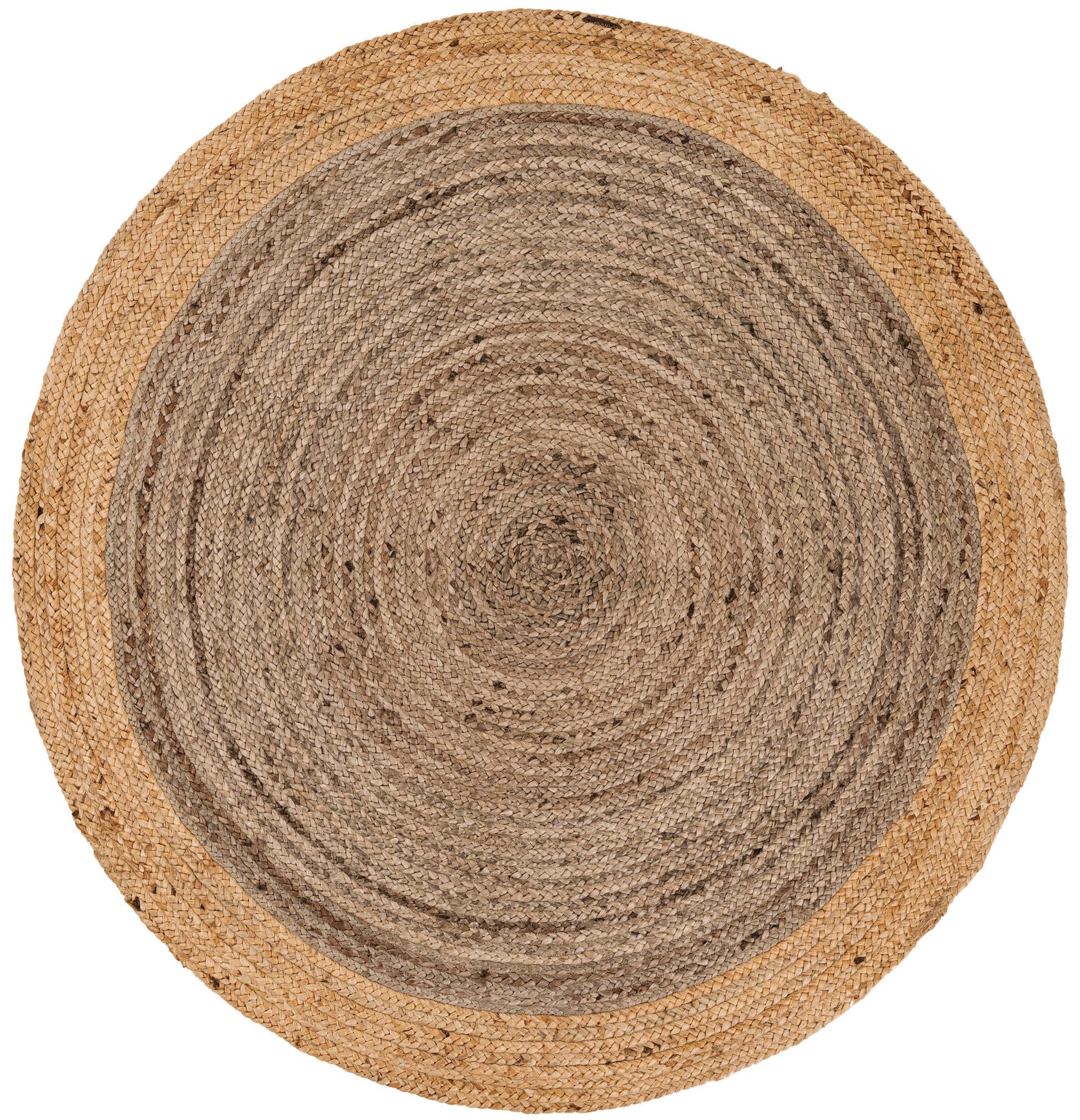 155cm x 155cm Handmade Braided Jute Round Rug
