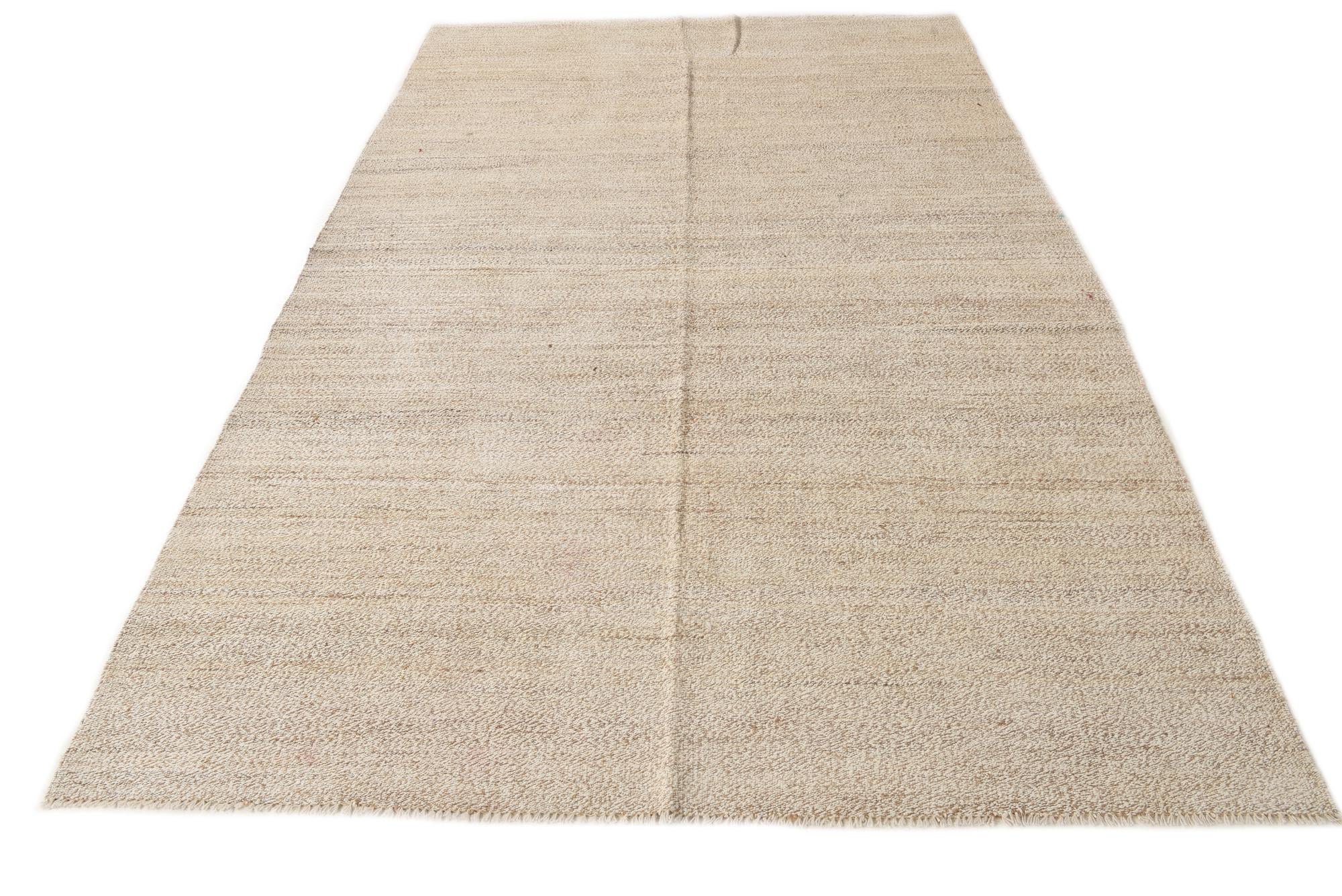 6' 3 x 9' 6 Hand Woven Kilim Modern Wool Rug
