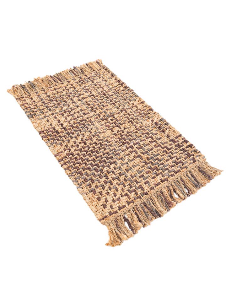 Detail image of 2' x 3' Hand Woven Checkered Jute Wool Rug