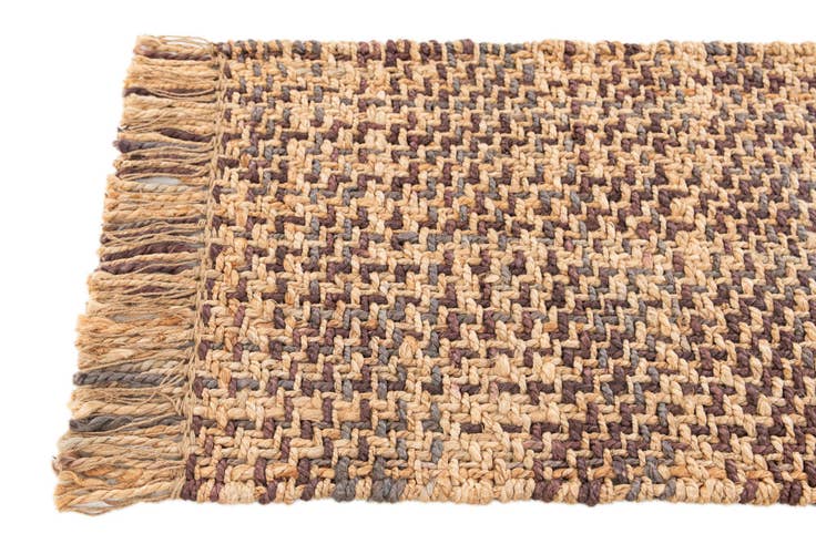 Detail image of 2' x 3' Hand Woven Checkered Jute Wool Rug