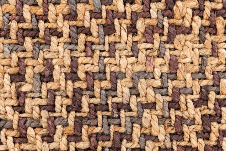 2' x 3' Hand Woven Checkered Jute Wool Rug