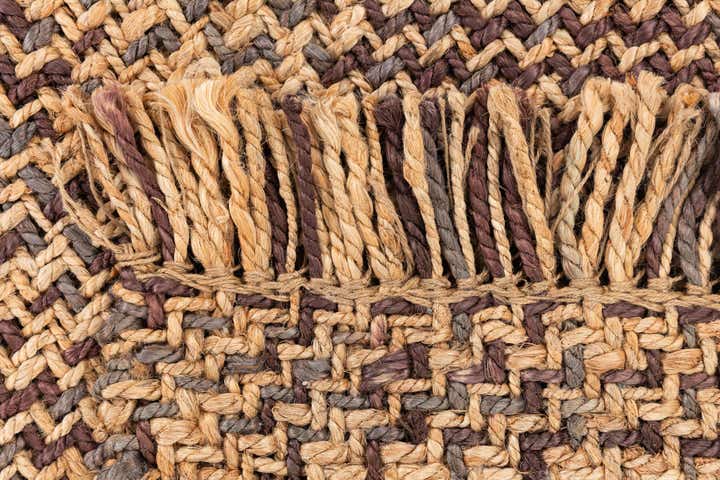 2' x 3' Hand Woven Checkered Jute Wool Rug