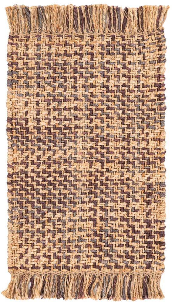 2' x 3' Hand Woven Checkered Jute Wool Rug