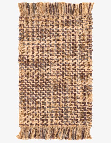 2' x 3' Hand Woven Checkered Jute Wool Rug