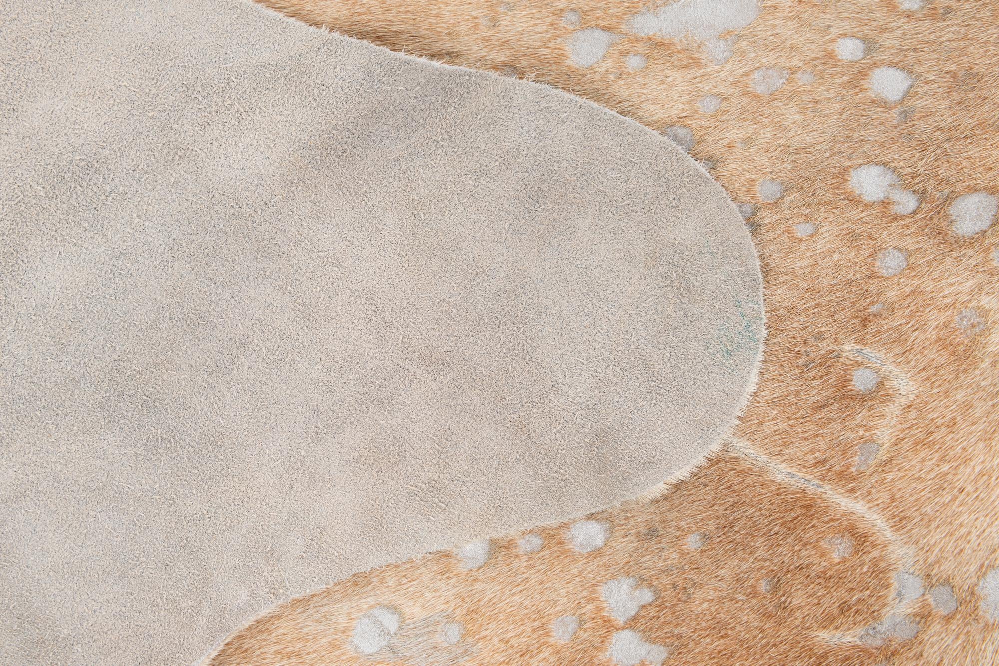 6' 7 x 7' 9 Cowhide Leather Freeform Rug