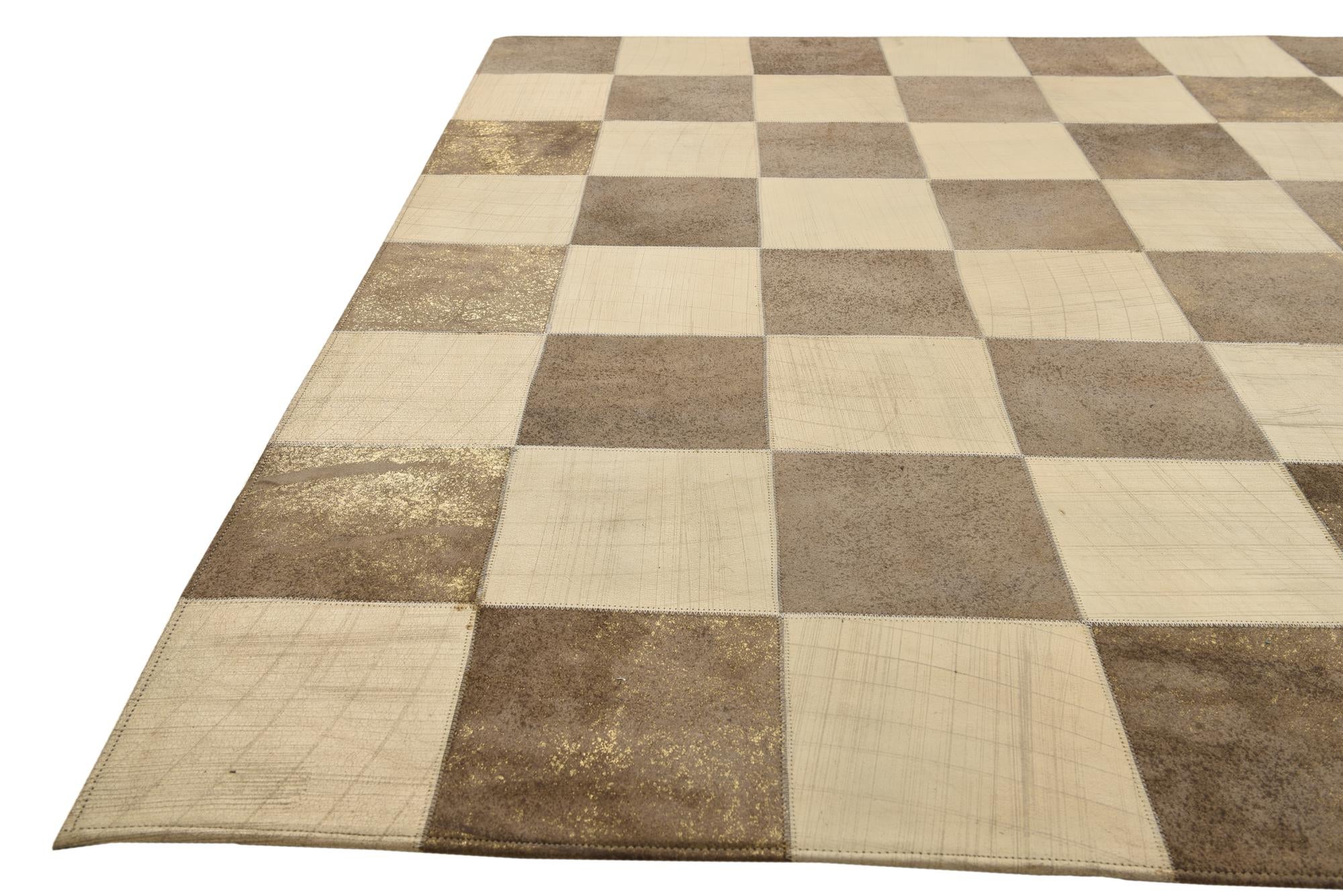 5' 2 x 8' Cowhide Leather Rug