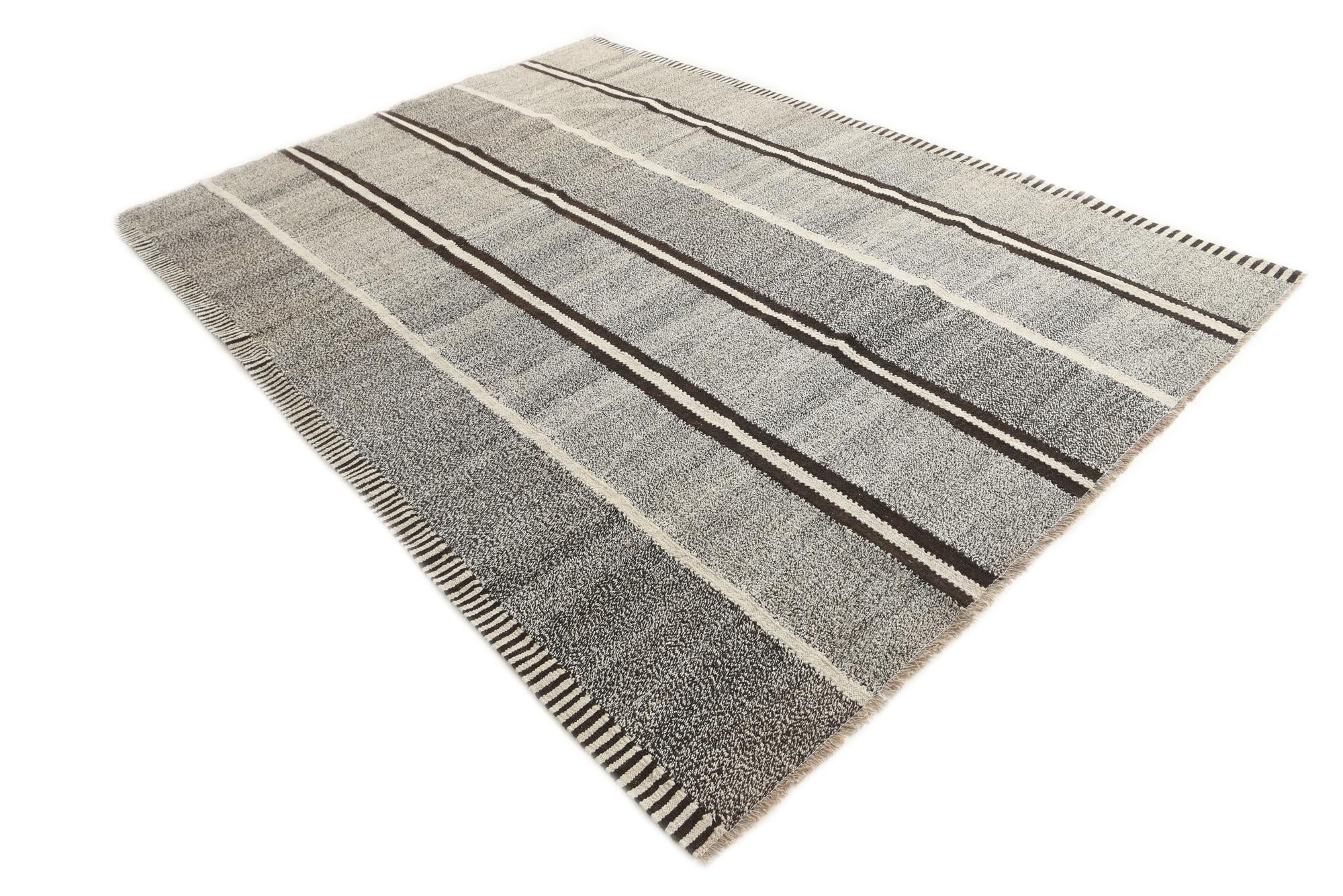 7' x 9' 7 Hand Woven Kilim Modern Wool Rug