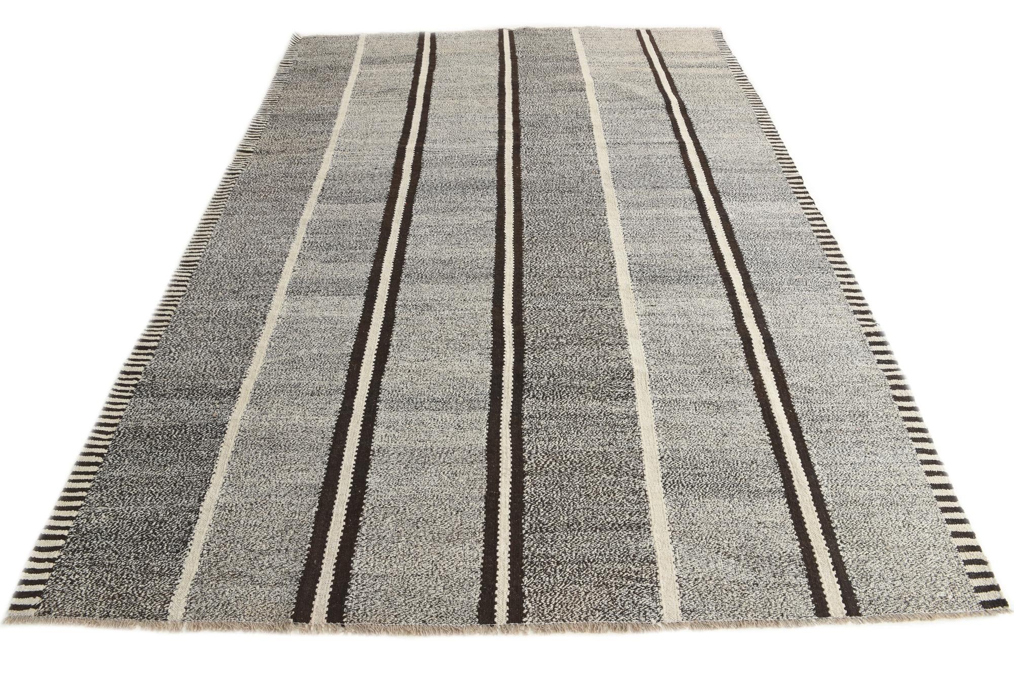 7' x 9' 7 Hand Woven Kilim Modern Wool Rug