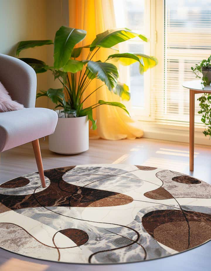 4' x 4' Easy-Clean Modern Indoor / Outdoor Round Rug