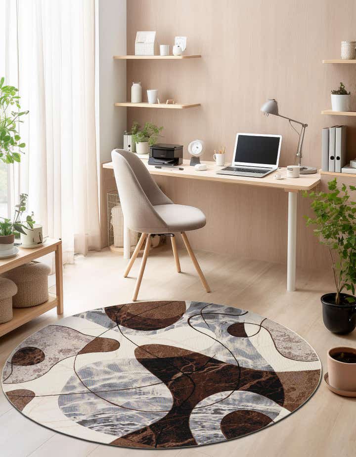 4' x 4' Easy-Clean Modern Indoor / Outdoor Round Rug