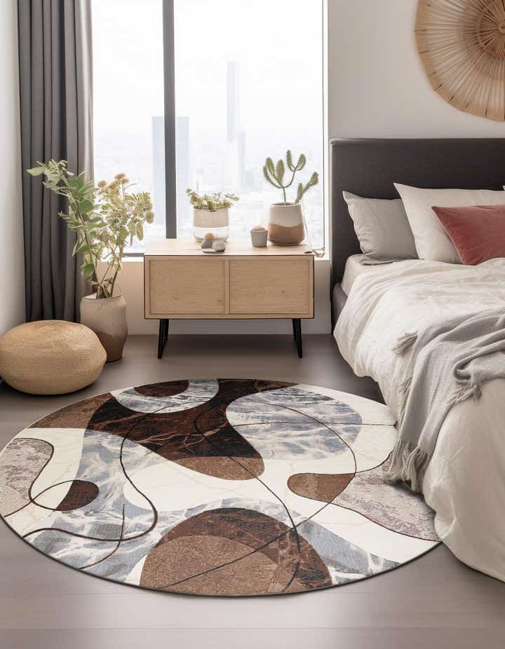 4' x 4' Easy-Clean Modern Indoor / Outdoor Round Rug