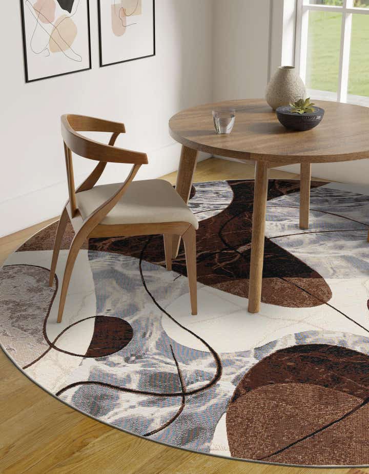 4' x 4' Easy-Clean Modern Indoor / Outdoor Round Rug