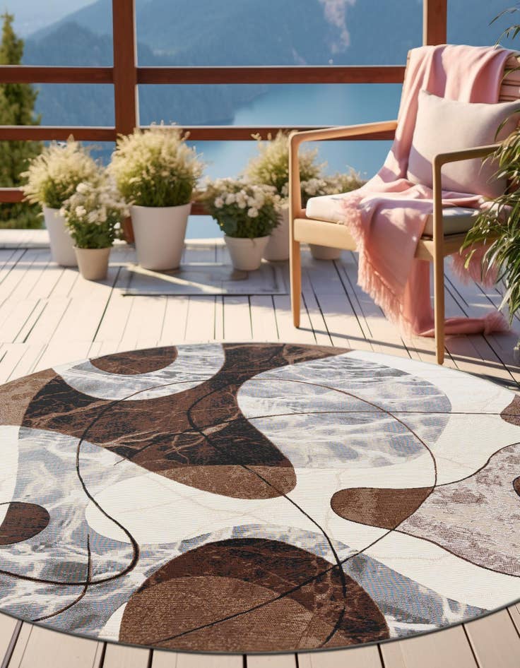 Detail image of 4' x 4' Easy-Clean Modern Indoor / Outdoor Round Rug