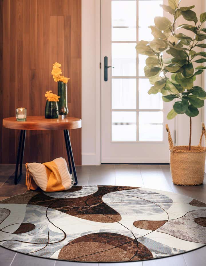 4' x 4' Easy-Clean Modern Indoor / Outdoor Round Rug