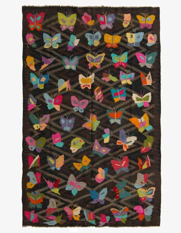 5' 3 x 8' 3 Hand Woven Kilim Suzani Wool Rug