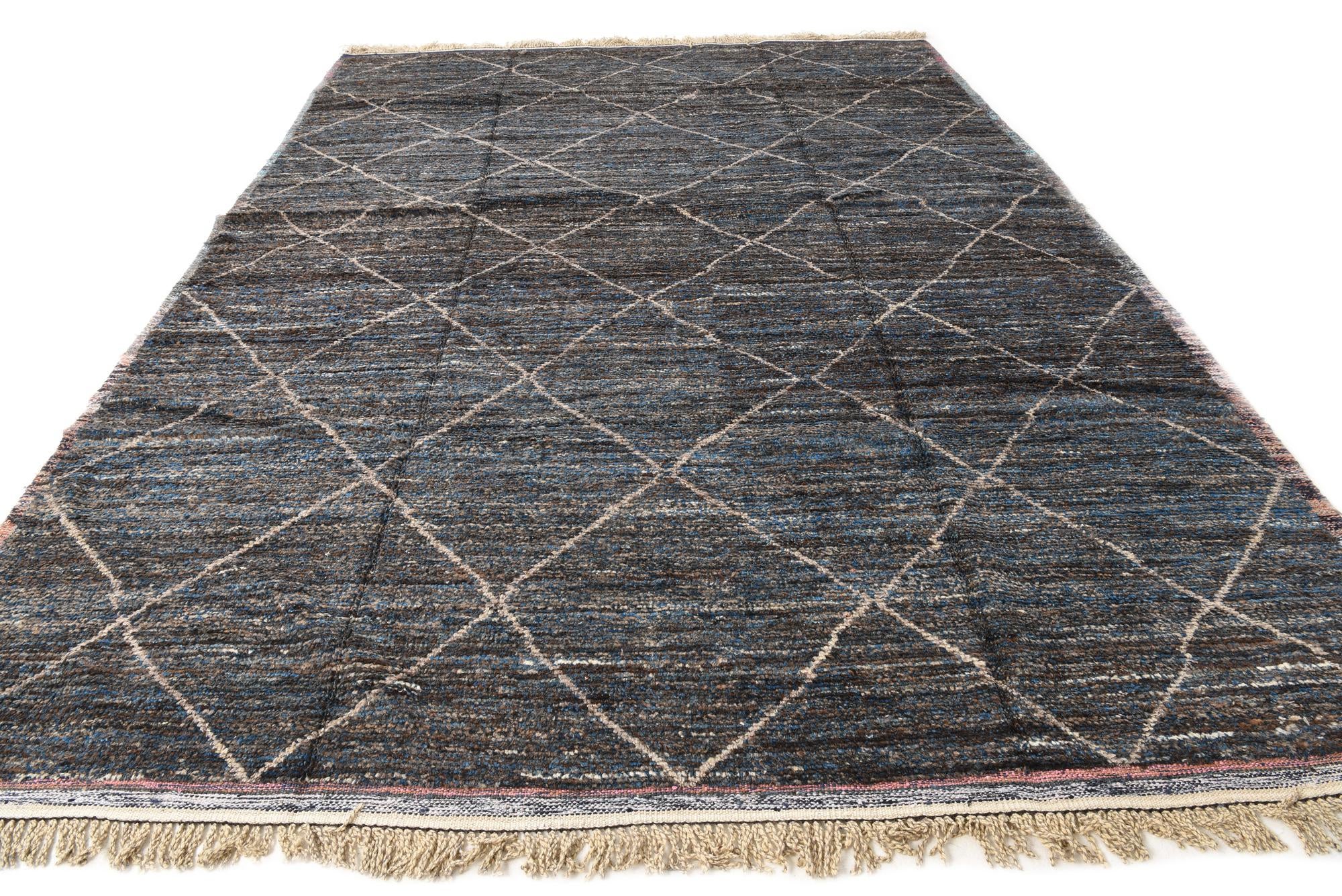9' 3 x 13' Hand Knotted Moroccan Wool Rug