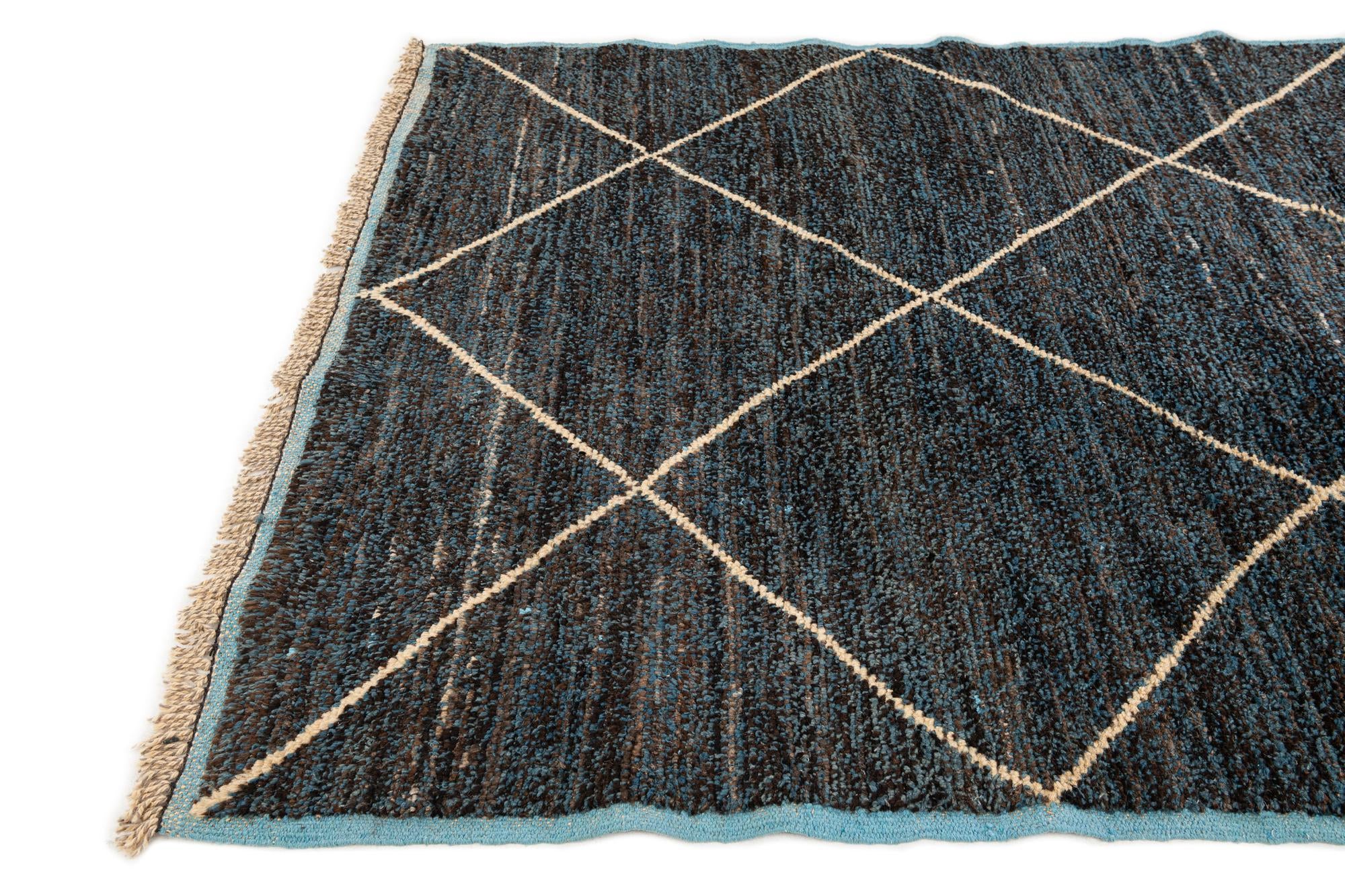 6' 1 x 9' 6 Hand Knotted Moroccan Wool Rug