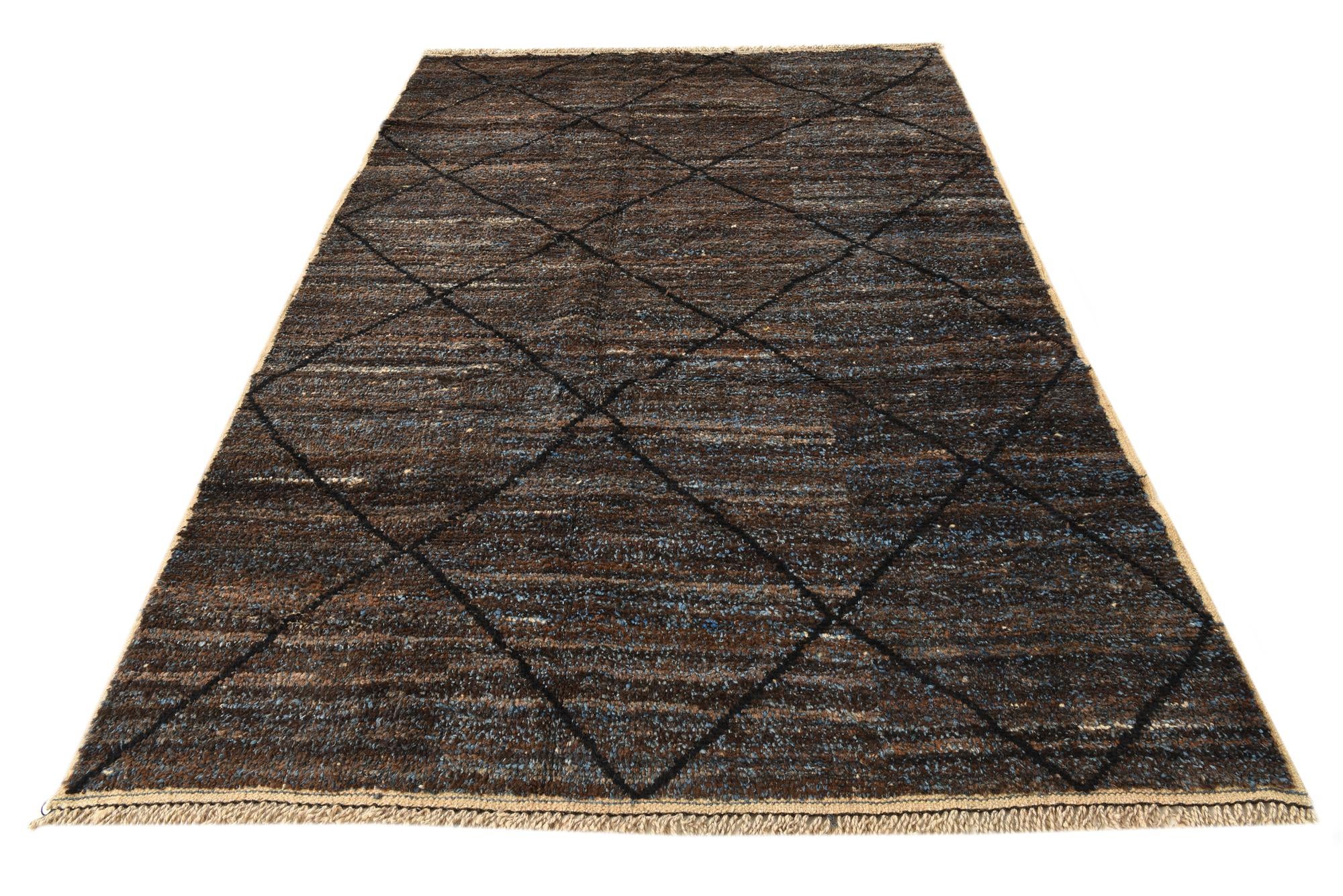 6' 4 x 9' 4 Hand Knotted Moroccan Wool Rug