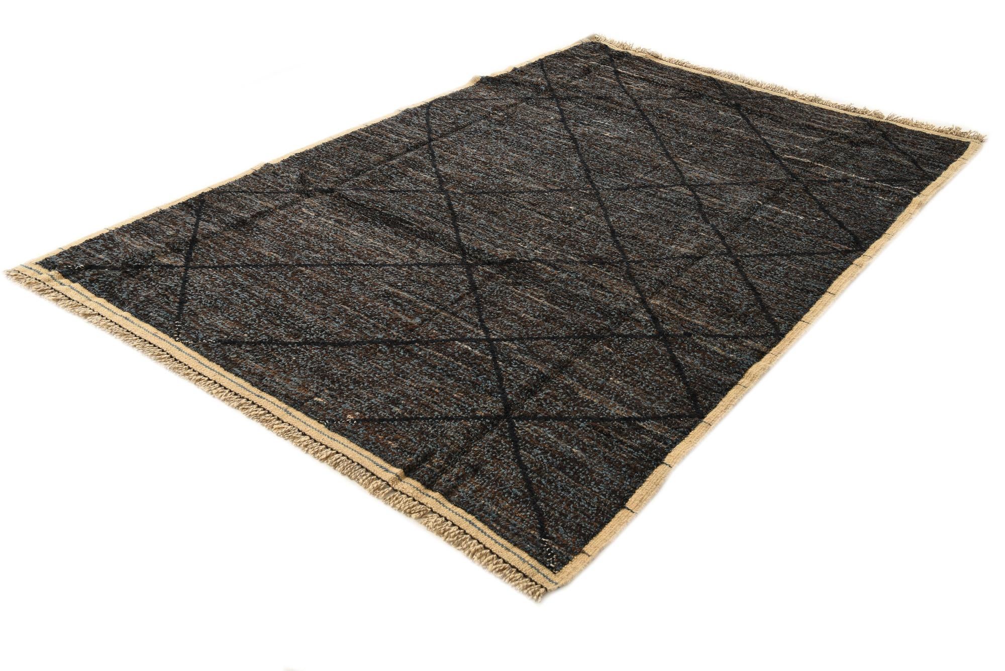 5' 11 x 9' 3 Hand Knotted Moroccan Wool Rug