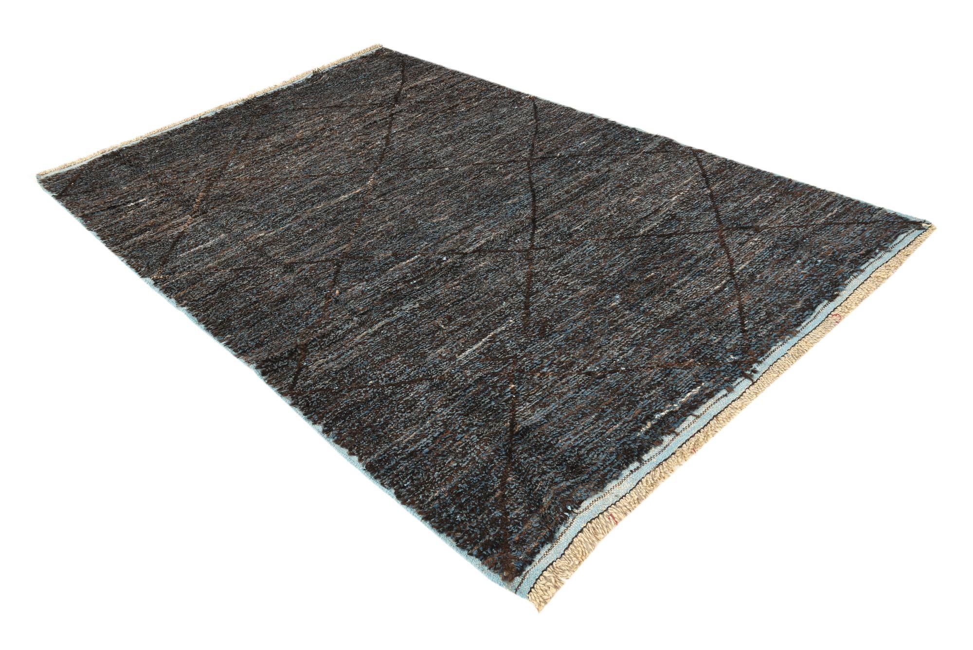 6' 2 x 9' 7 Hand Knotted Moroccan Wool Rug