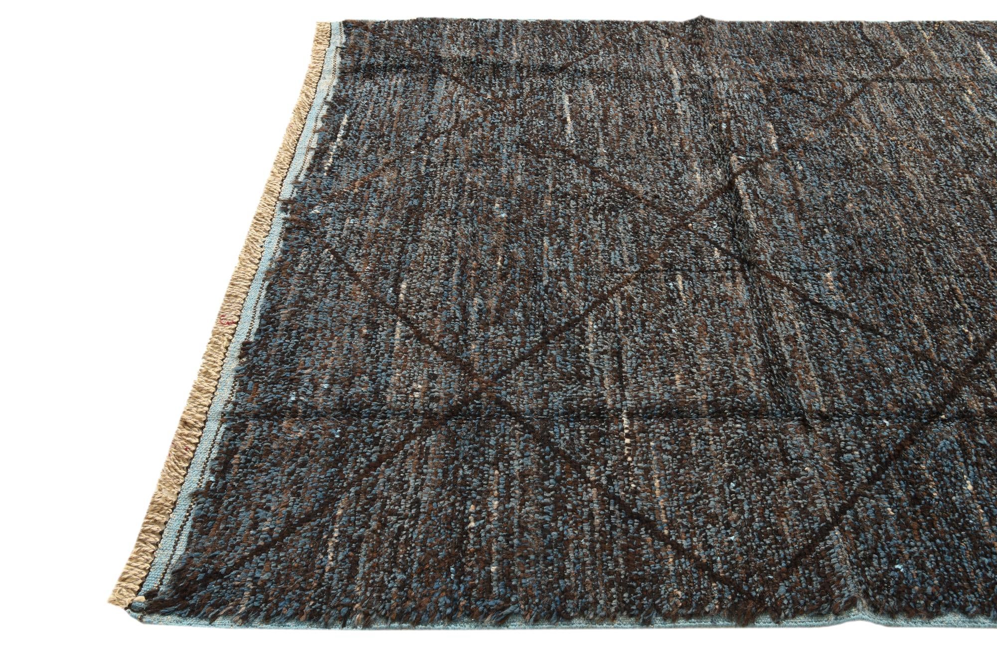6' 2 x 9' 7 Hand Knotted Moroccan Wool Rug