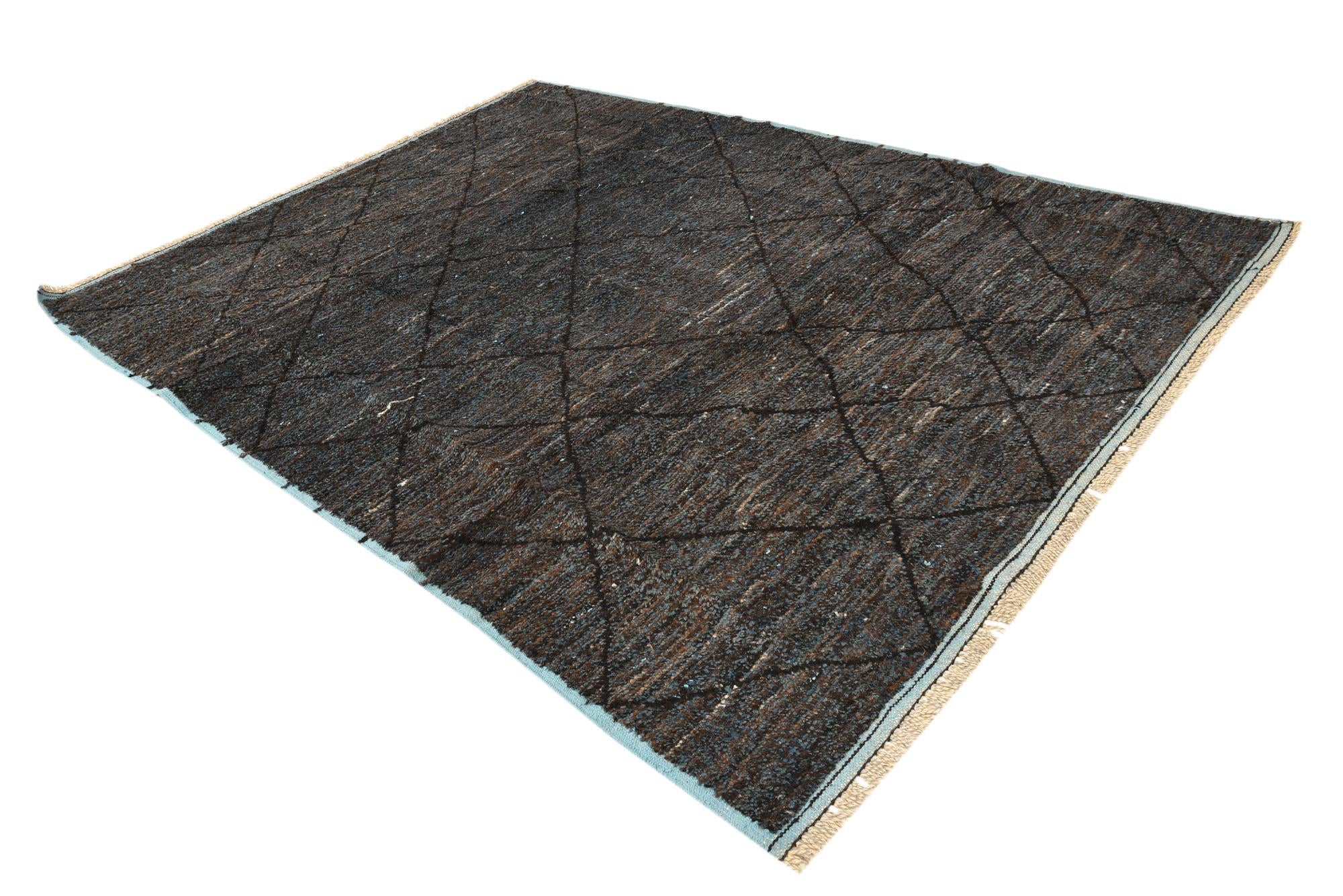 8' x 10' 9 Hand Knotted Moroccan Wool Rug