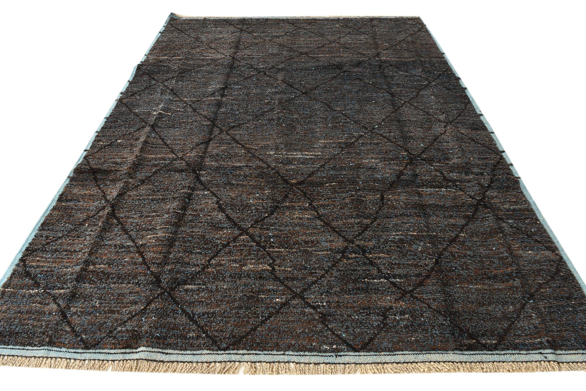 8' x 10' 9 Hand Knotted Moroccan Wool Rug