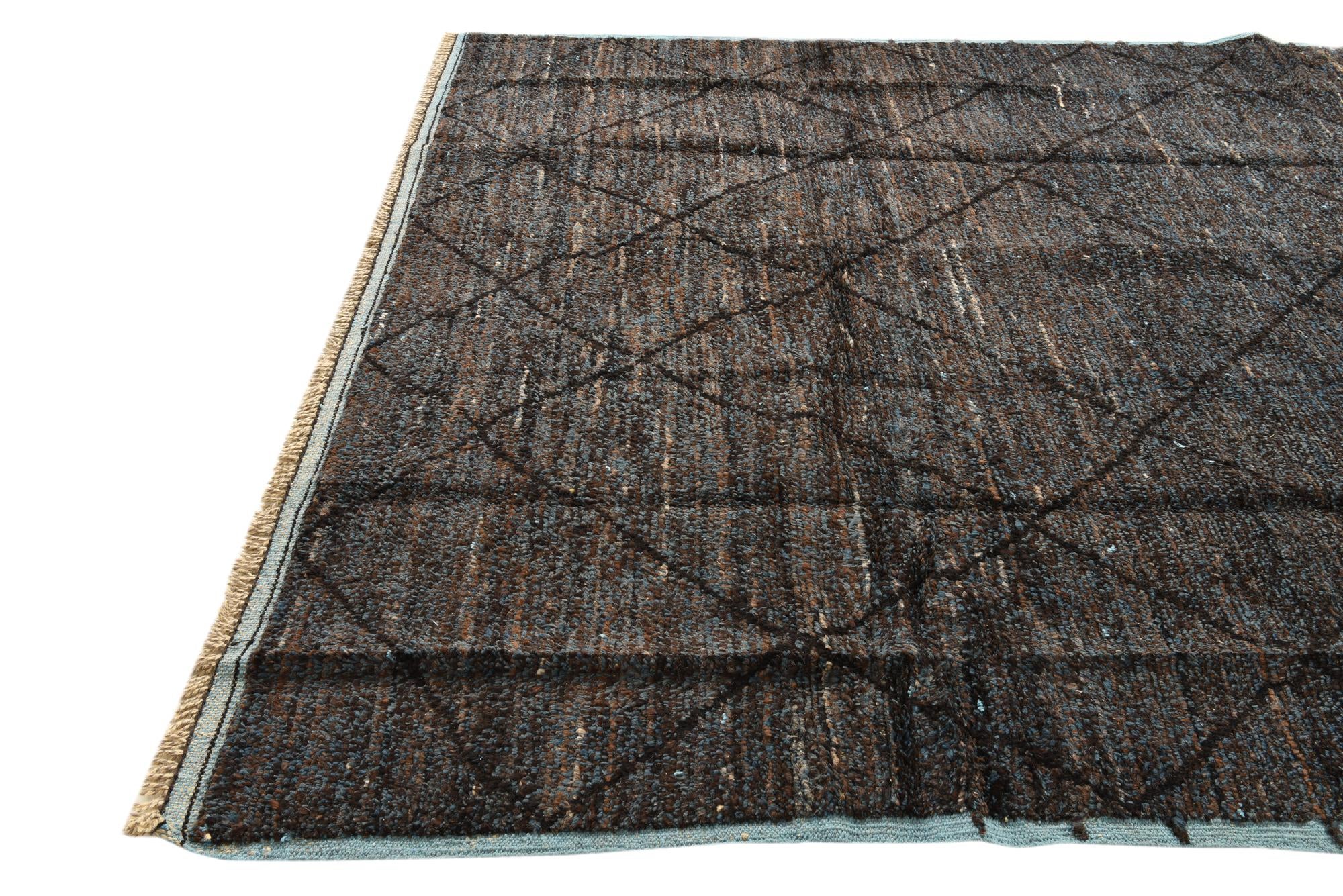 8' x 10' 9 Hand Knotted Moroccan Wool Rug