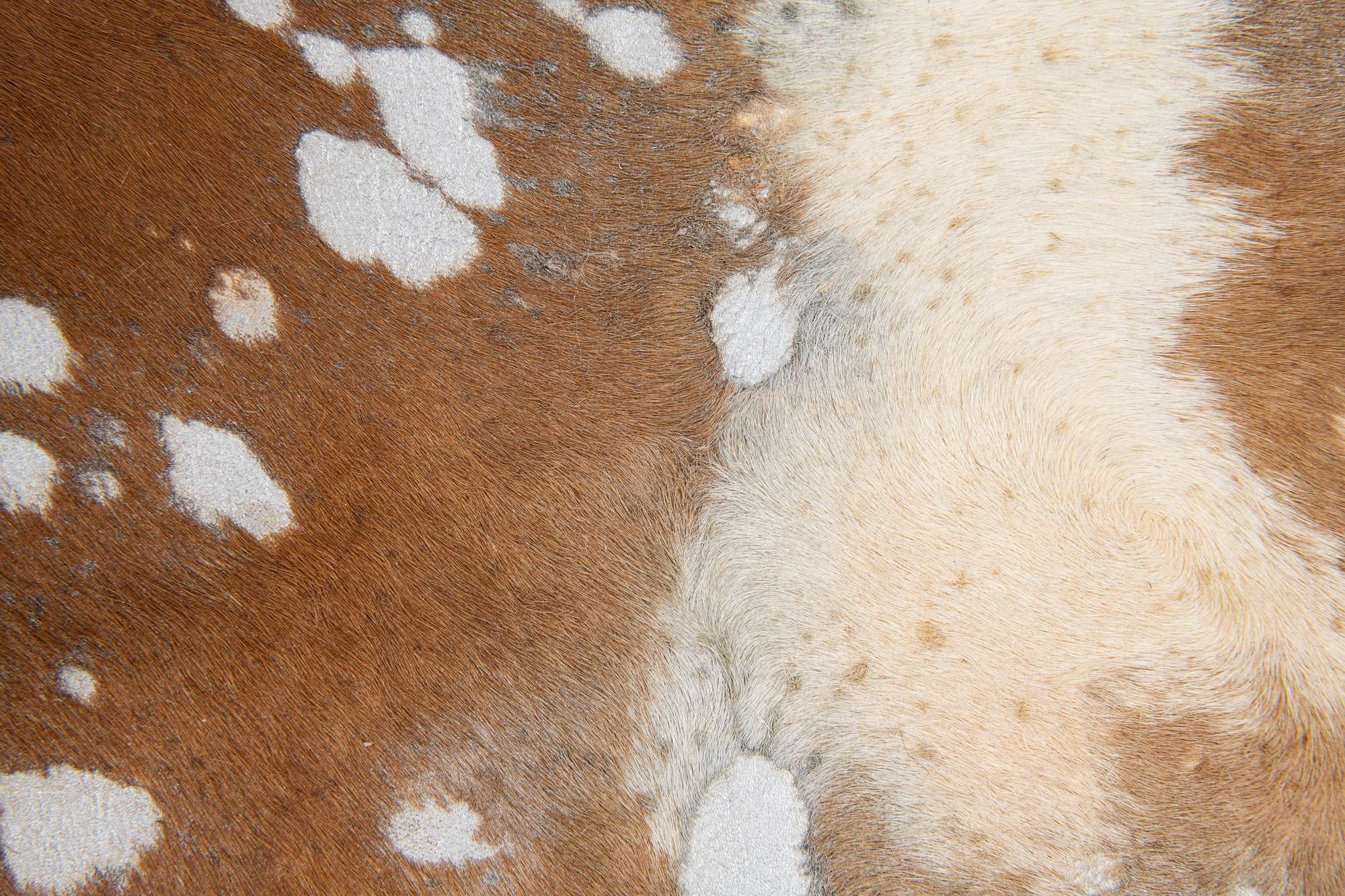 5' 10 x 6' 9 Cowhide Leather Freeform Rug