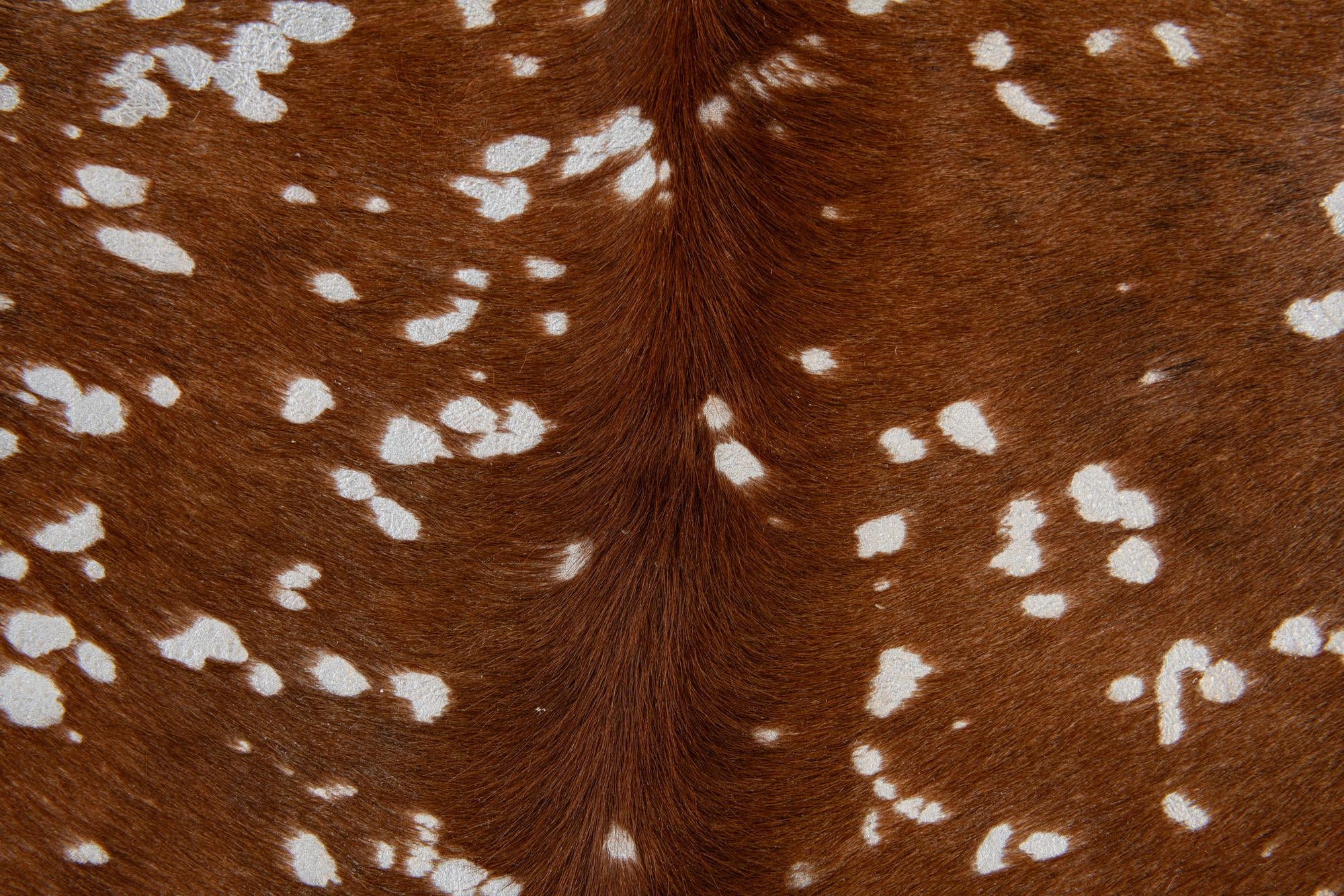 6' 9 x 7' Cowhide Leather Freeform Rug