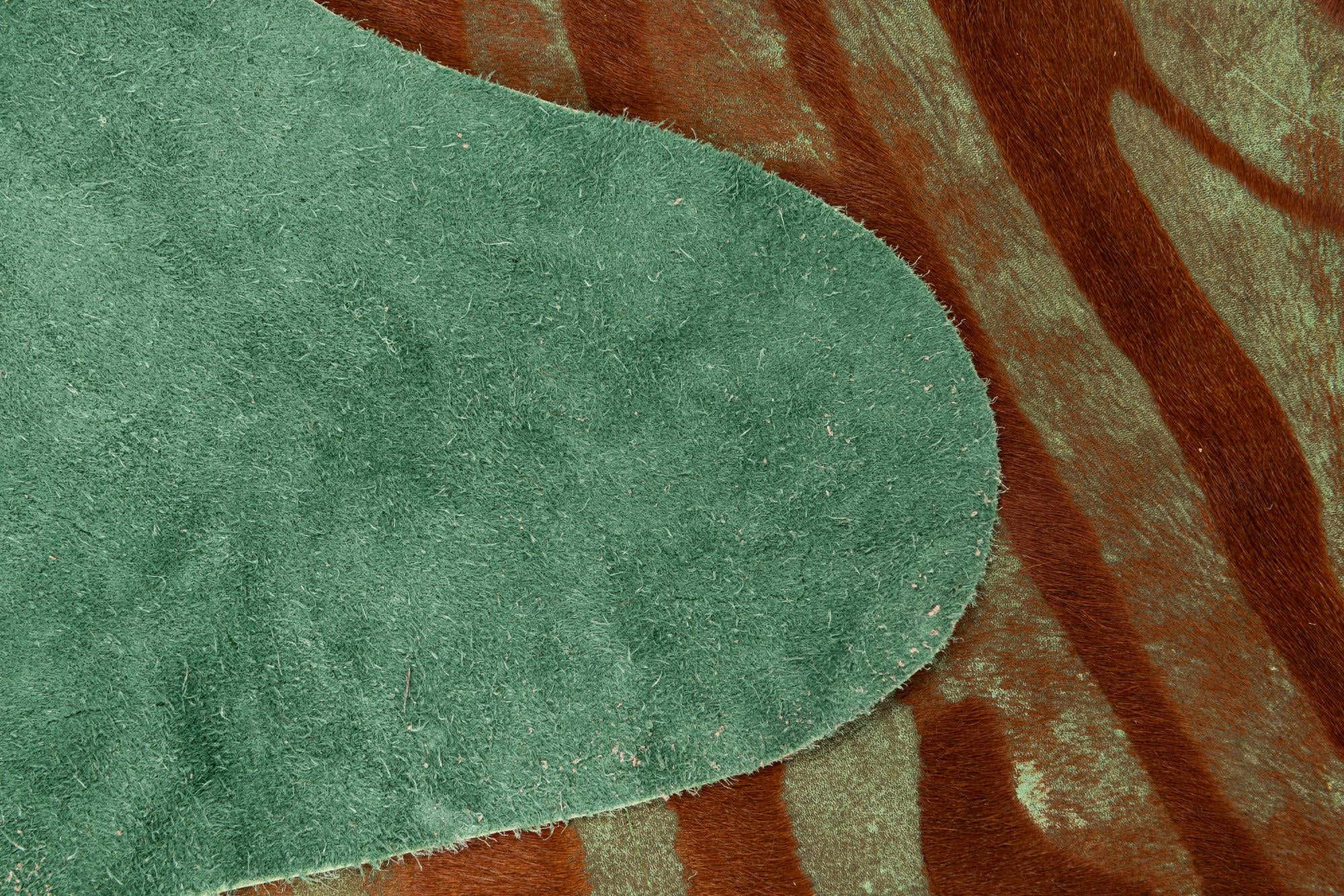 6' 7 x 7' 4 Cowhide Leather Freeform Rug