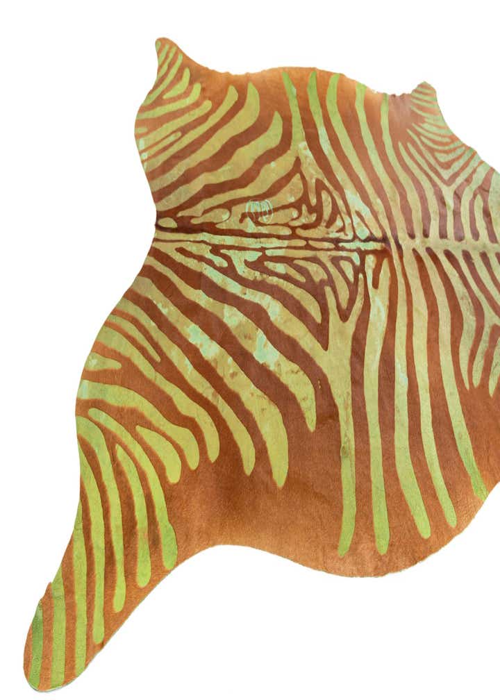 6' 6 x 6' 10 Cowhide Leather Freeform Rug