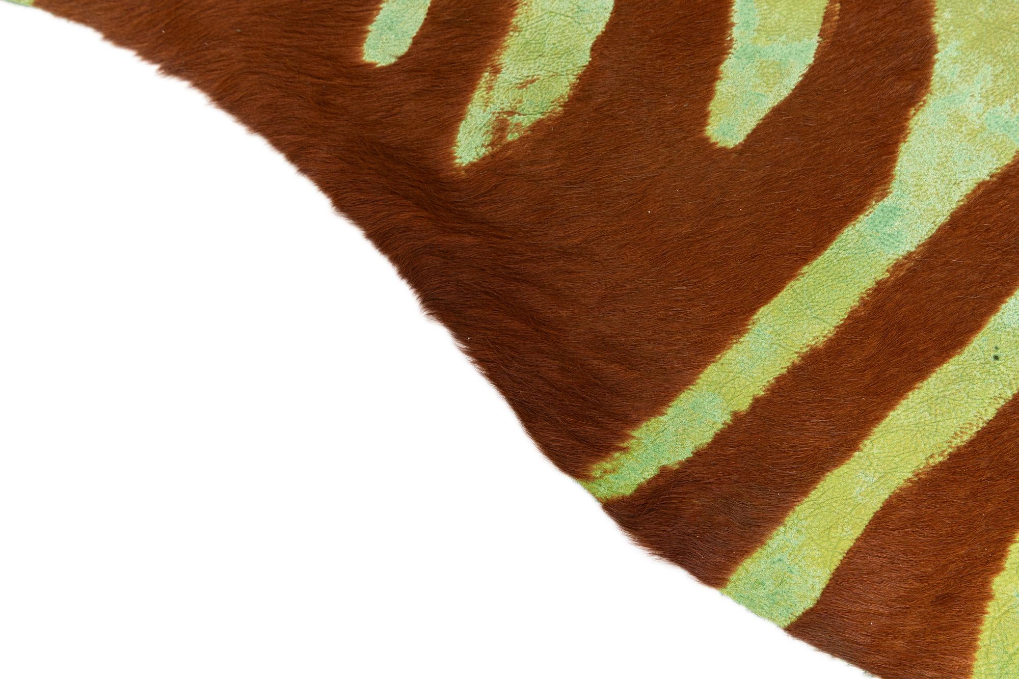 6' 4 x 7' Cowhide Leather Freeform Rug