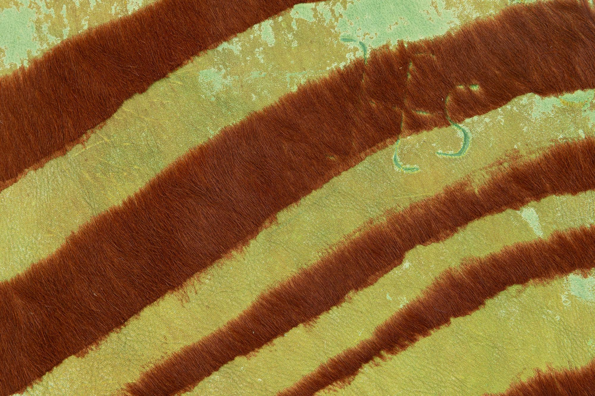 6' 4 x 7' Cowhide Leather Freeform Rug