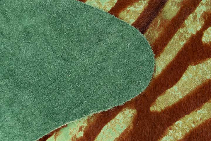 6' 4 x 7' Cowhide Leather Freeform Rug