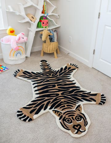 Brown Playtime Kids Wool Freeform Rug