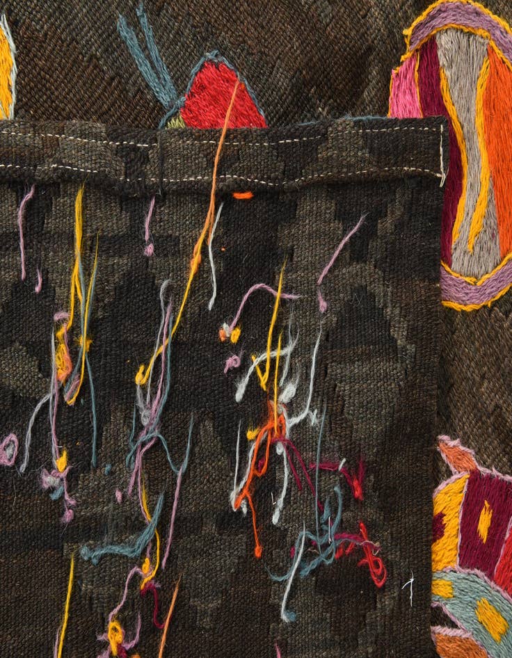 Detail image of 4' 9 x 6'  Hand Woven Kilim Suzani Wool Rug