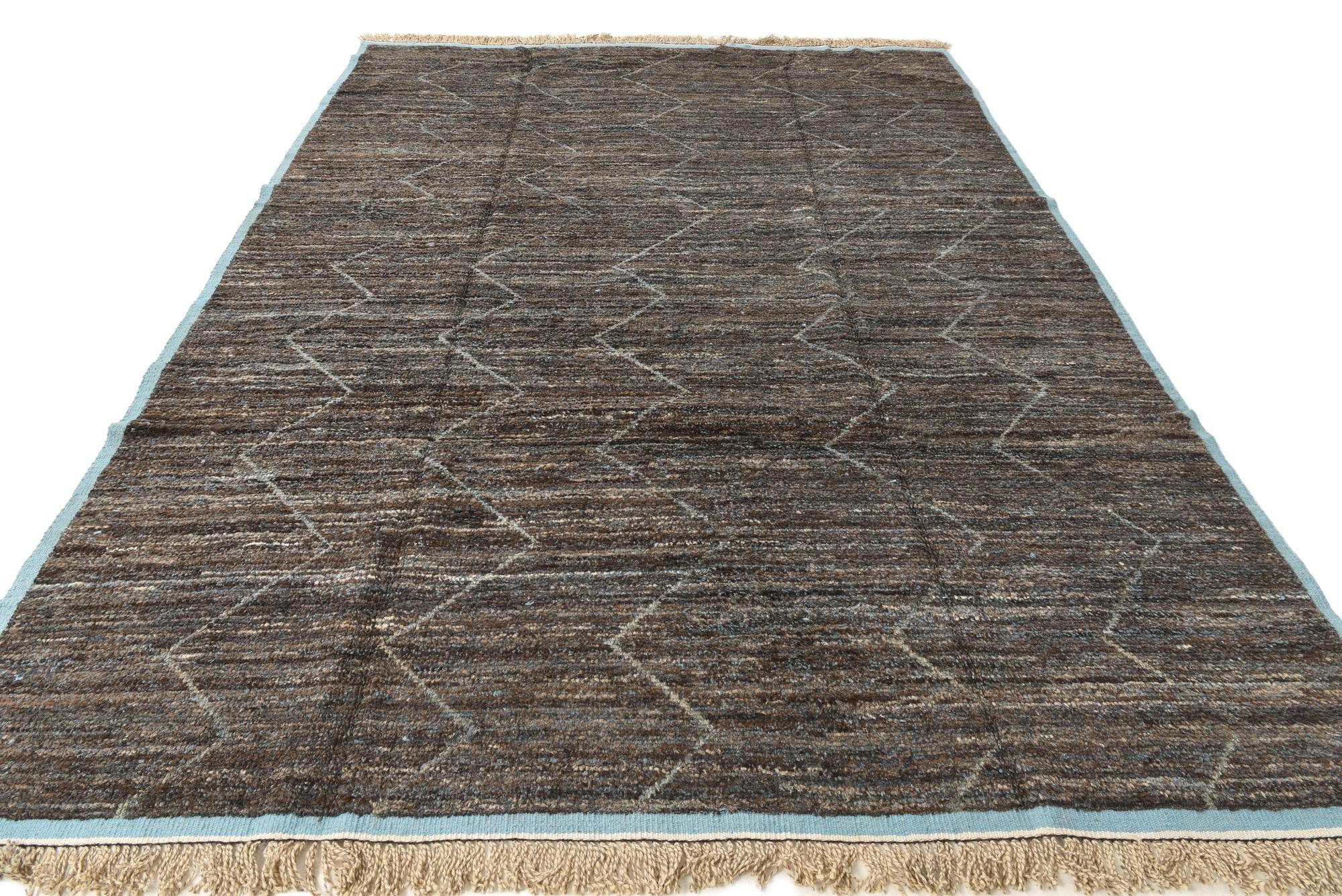 9' x 12' 8 Hand Knotted Moroccan Wool Rug