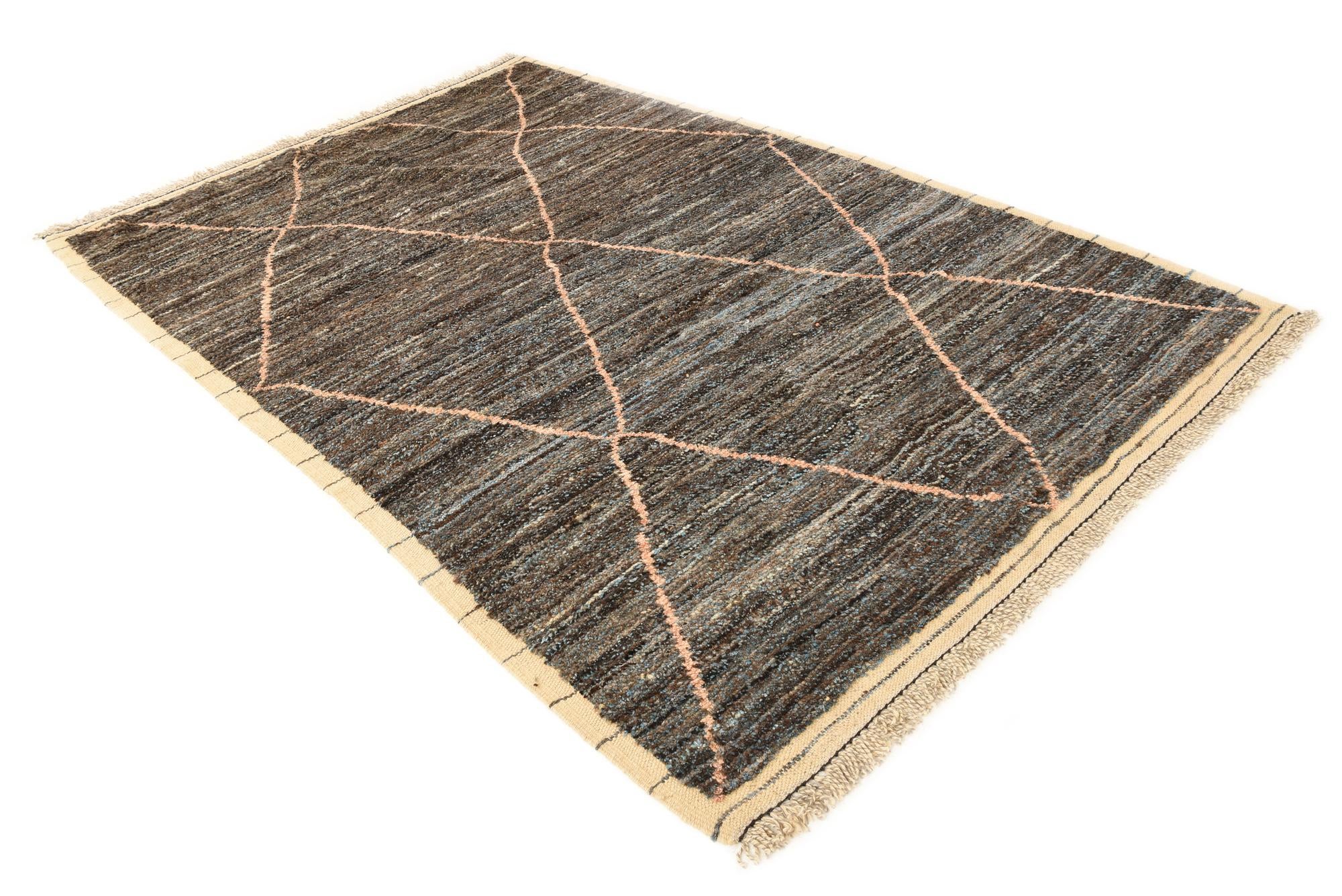 6' 3 x 9' 5 Hand Knotted Moroccan Wool Rug