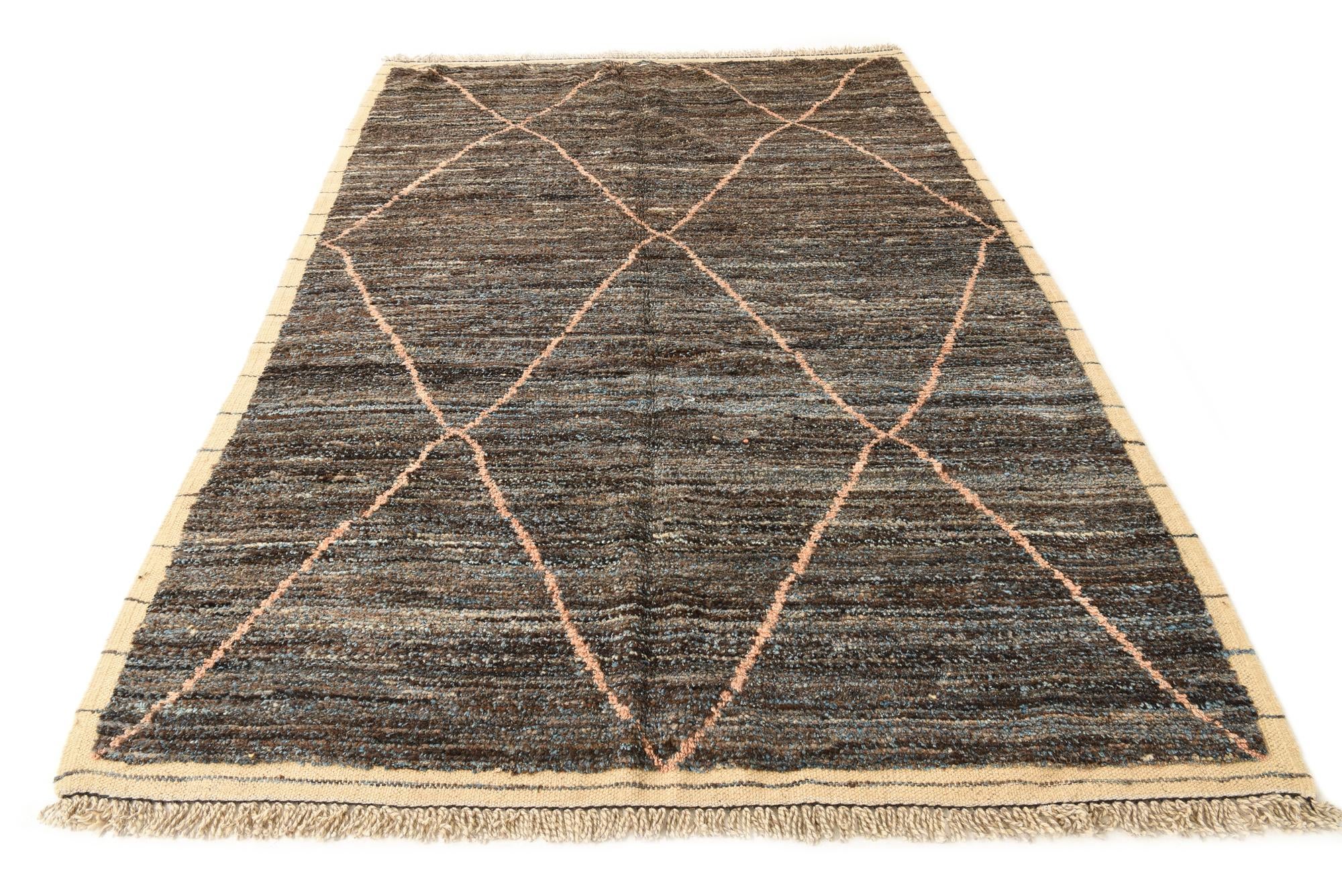 6' 3 x 9' 5 Hand Knotted Moroccan Wool Rug