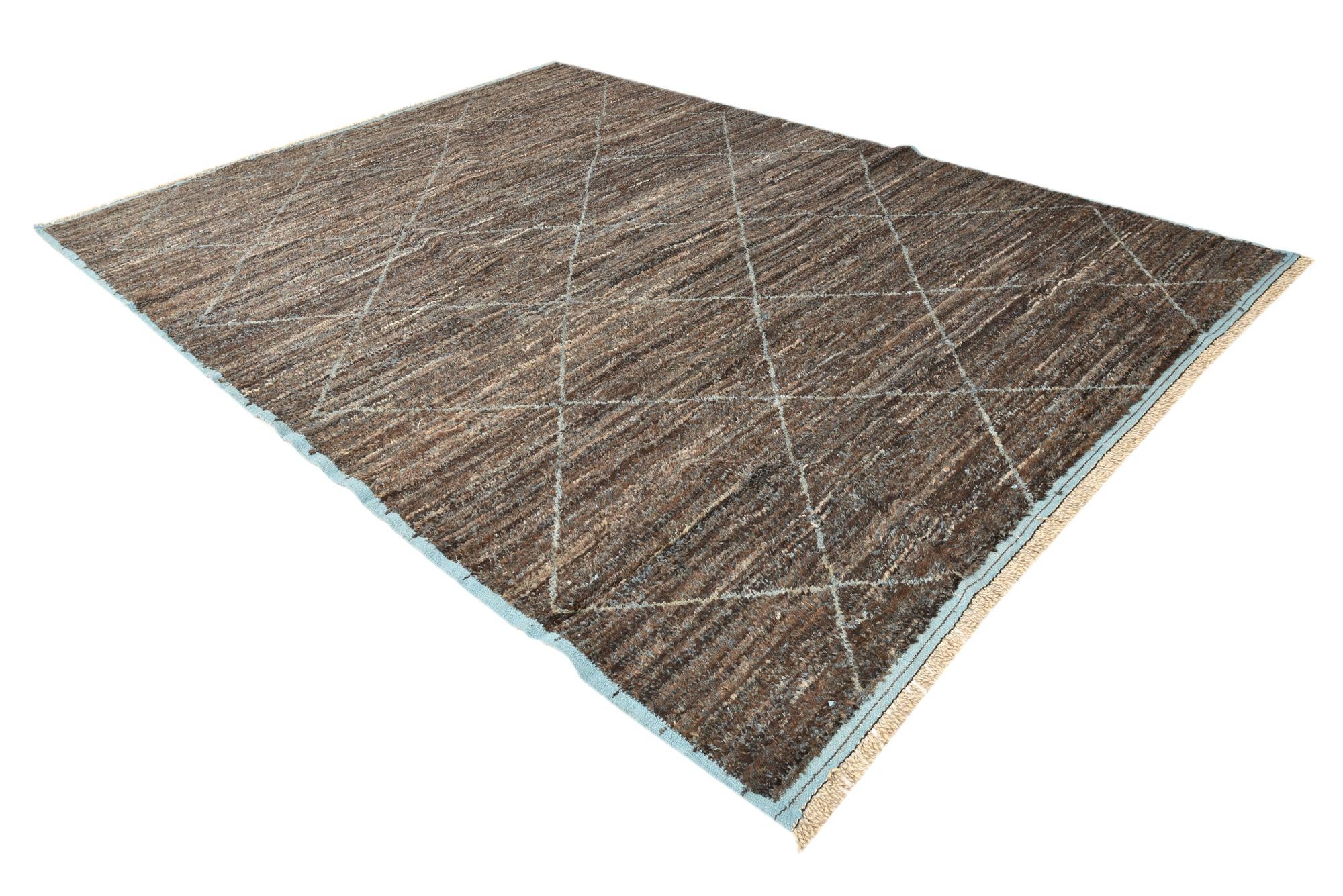 9' 1 x 12' 6 Hand Knotted Moroccan Wool Rug